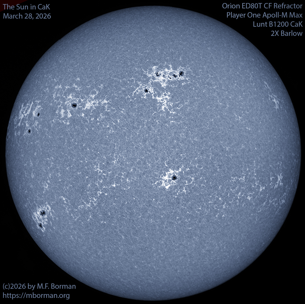 Solar image in CaK 03/28/26