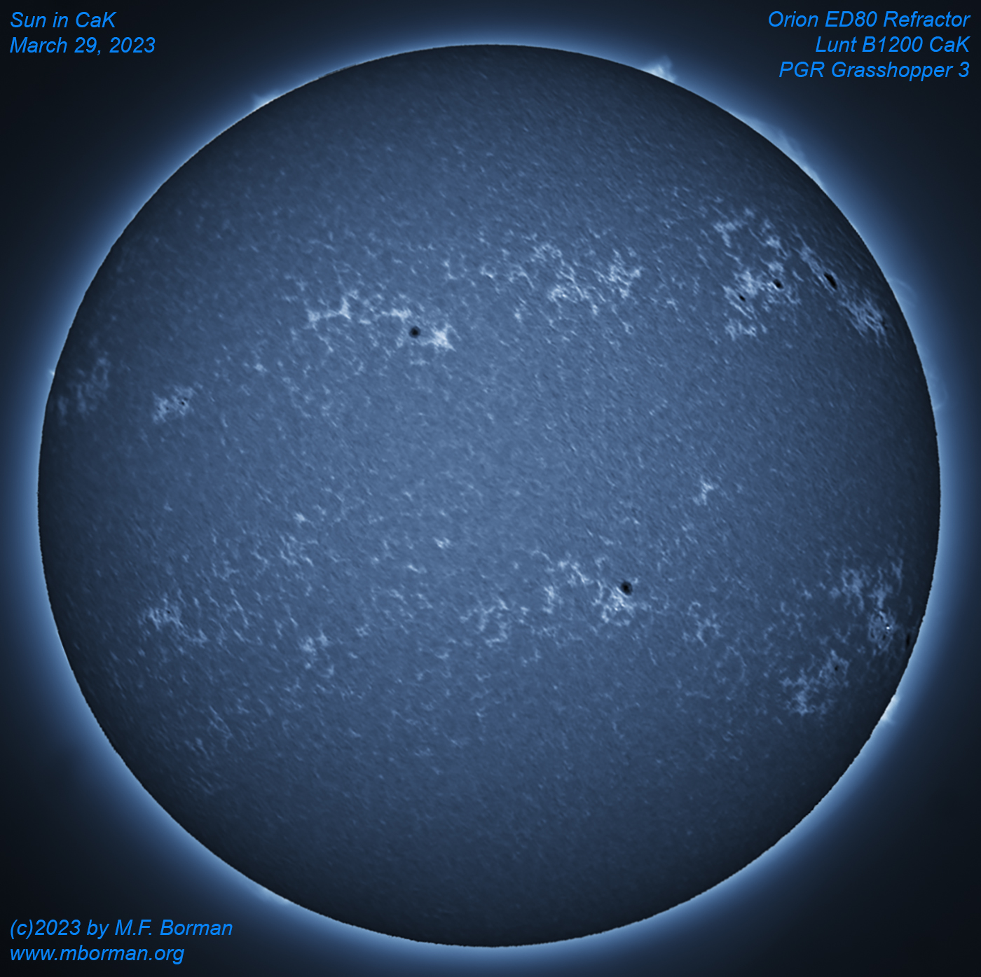 Solar disk in CaK 03/29/2023