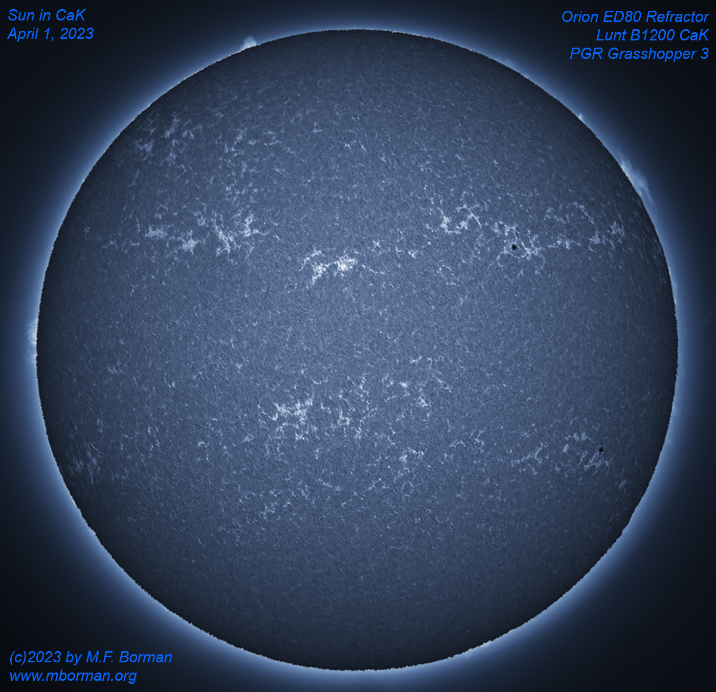 Solar disk in CaK 04/01/2023