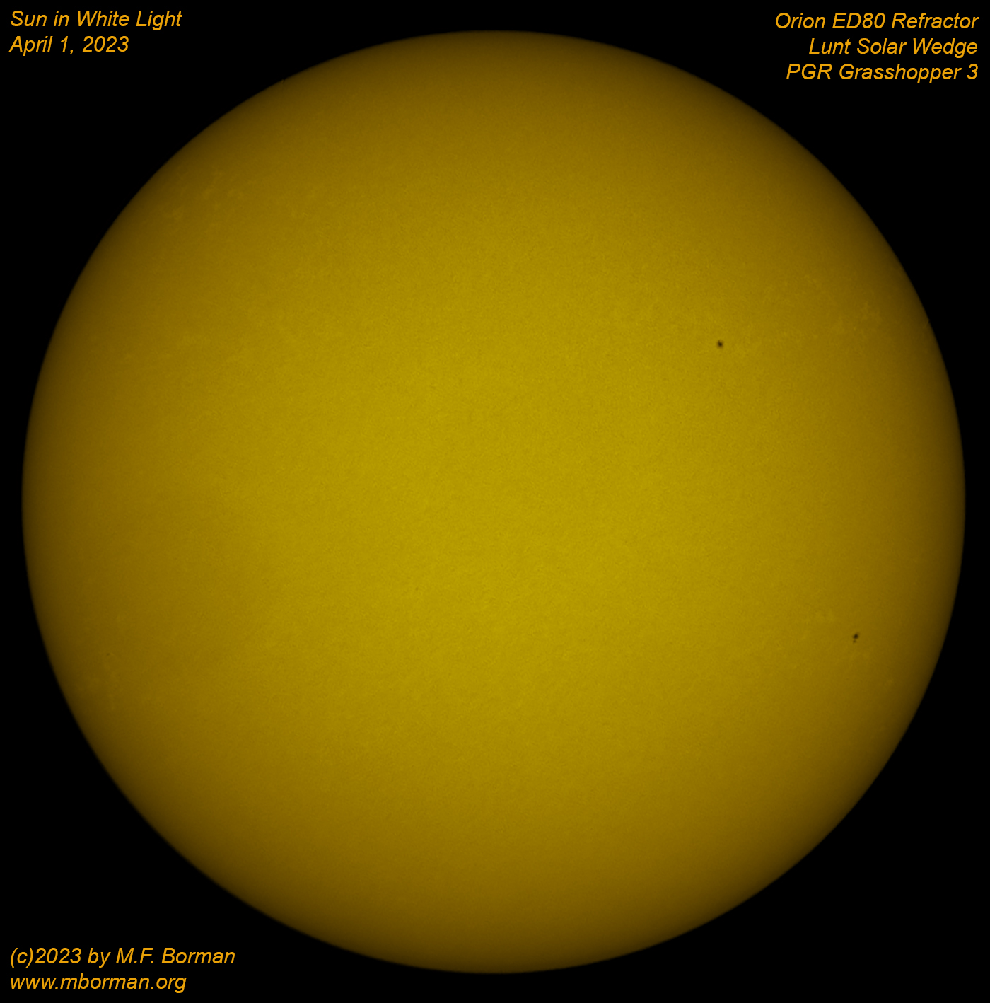 Solar disk in white light 04/01/2023