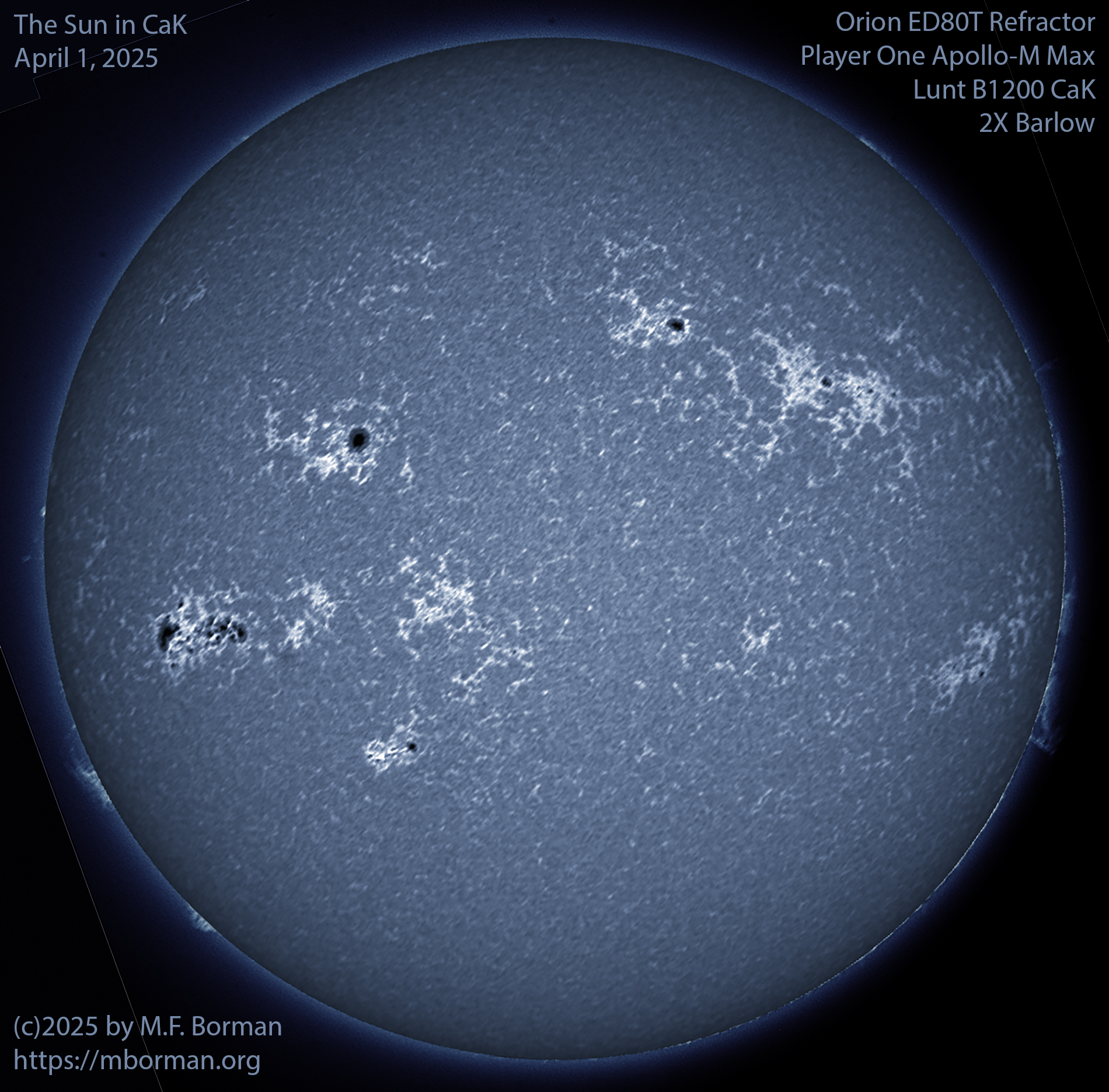 Solar image in CaK 04/01/25