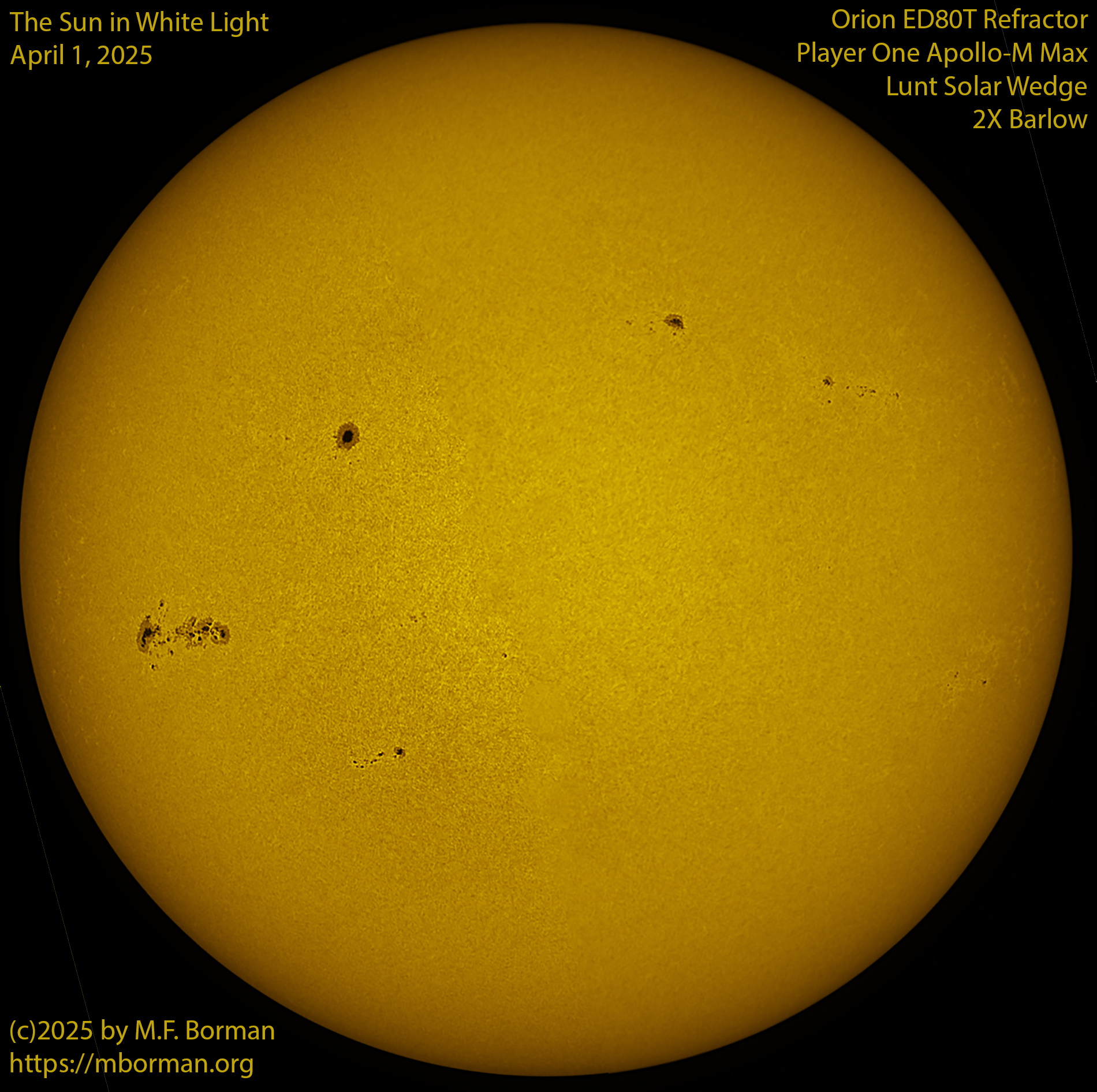 Solar image in white light 04/01/25