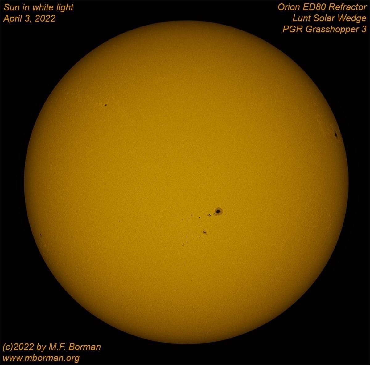 Solar disk in white light 04/03/2022