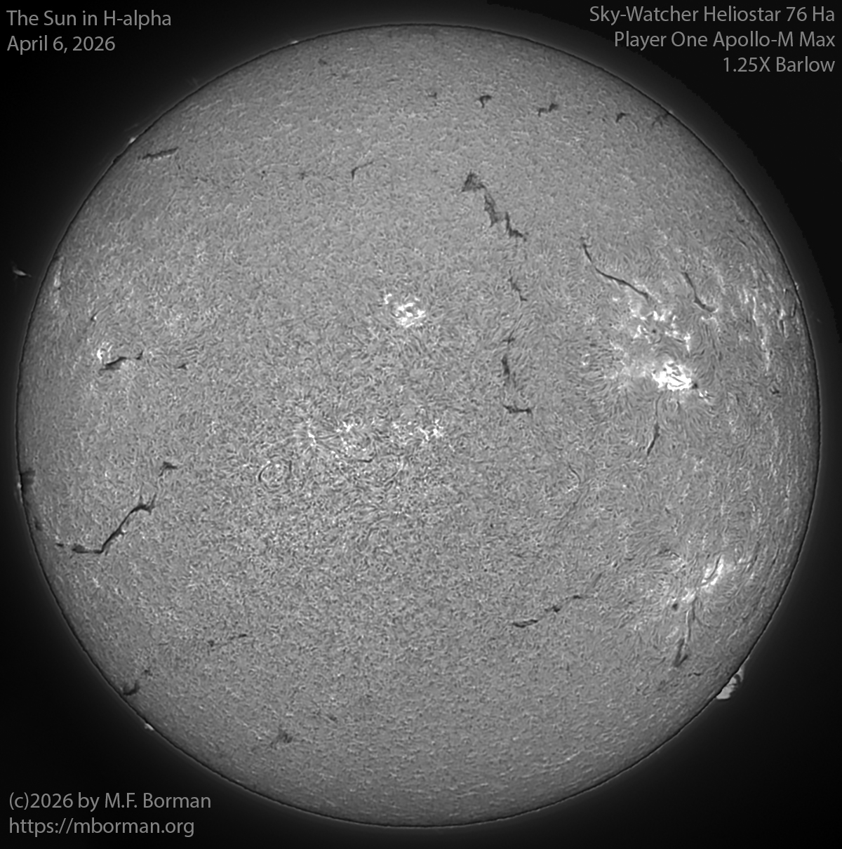 Solar image in h-alpha 04/06/26