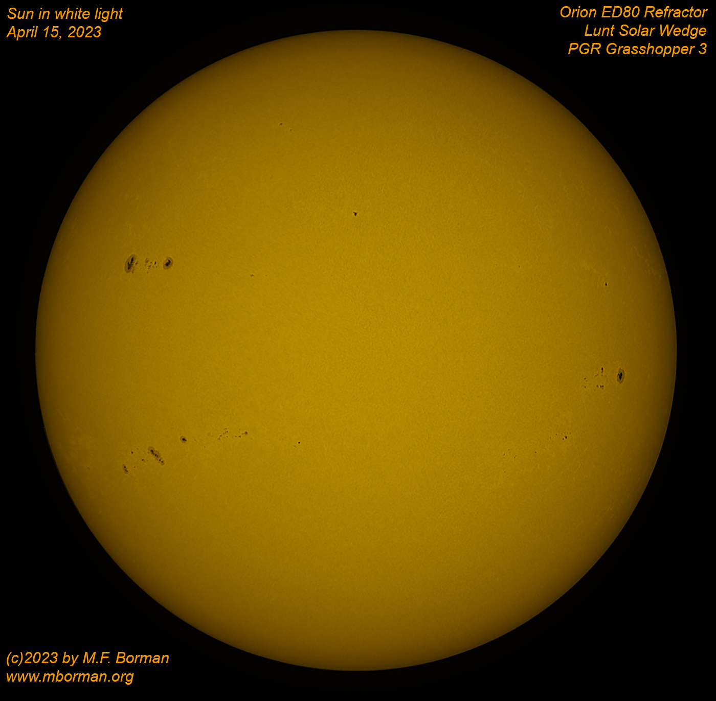 Solar disk in white light 04/15/2023