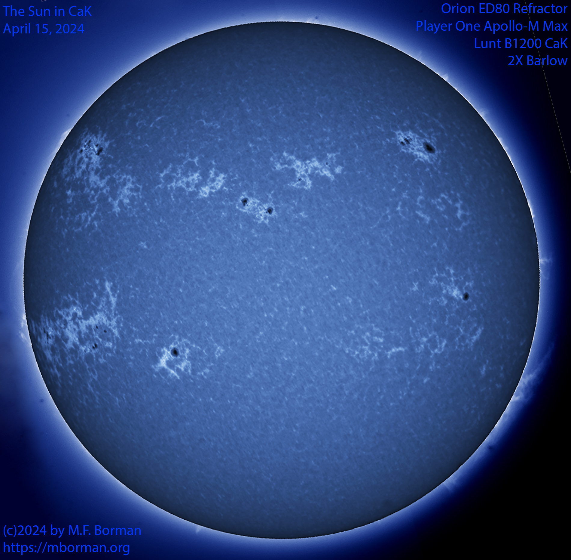 Solar image in CaK 04/15/24