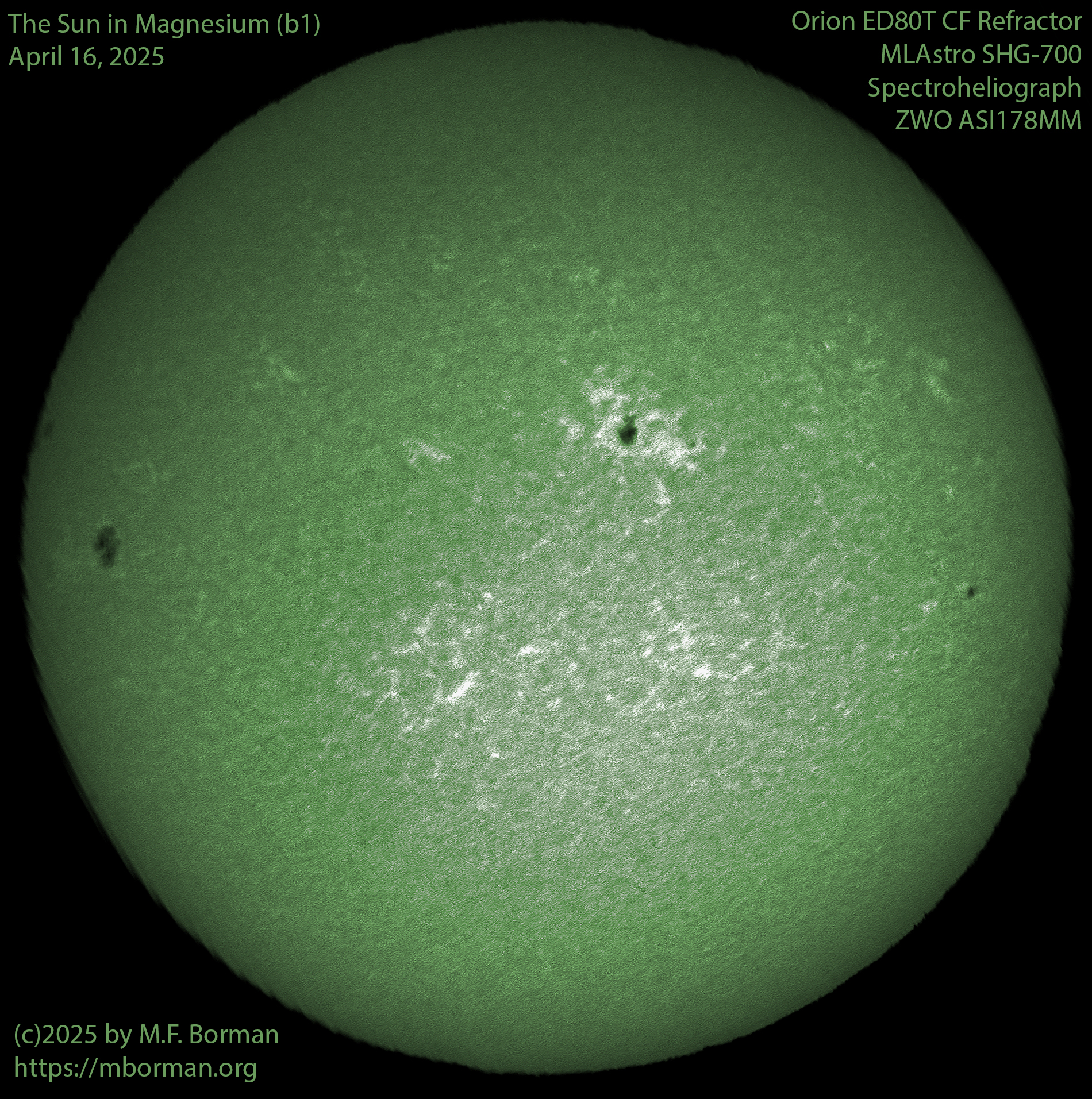Solar image in magnesium (b1) 04/16/25