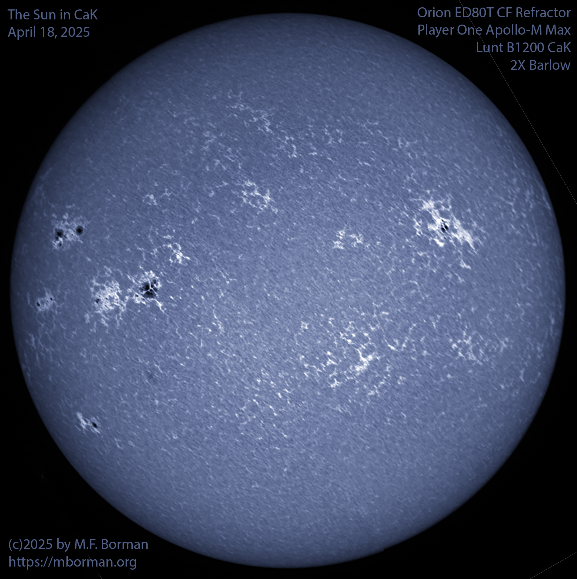 Solar image in CaK 04/18/25