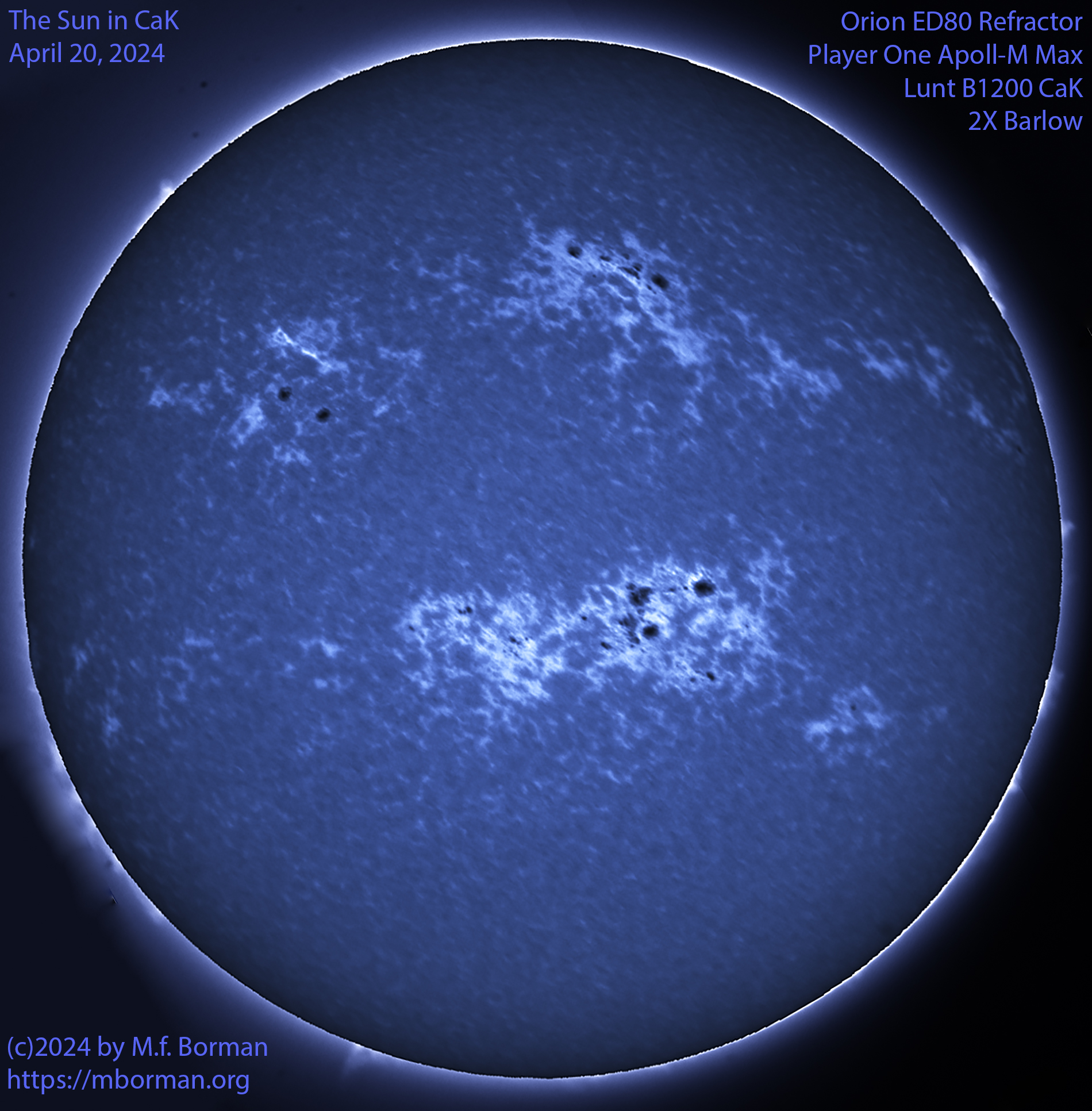 Solar image in CaK 04/20/24