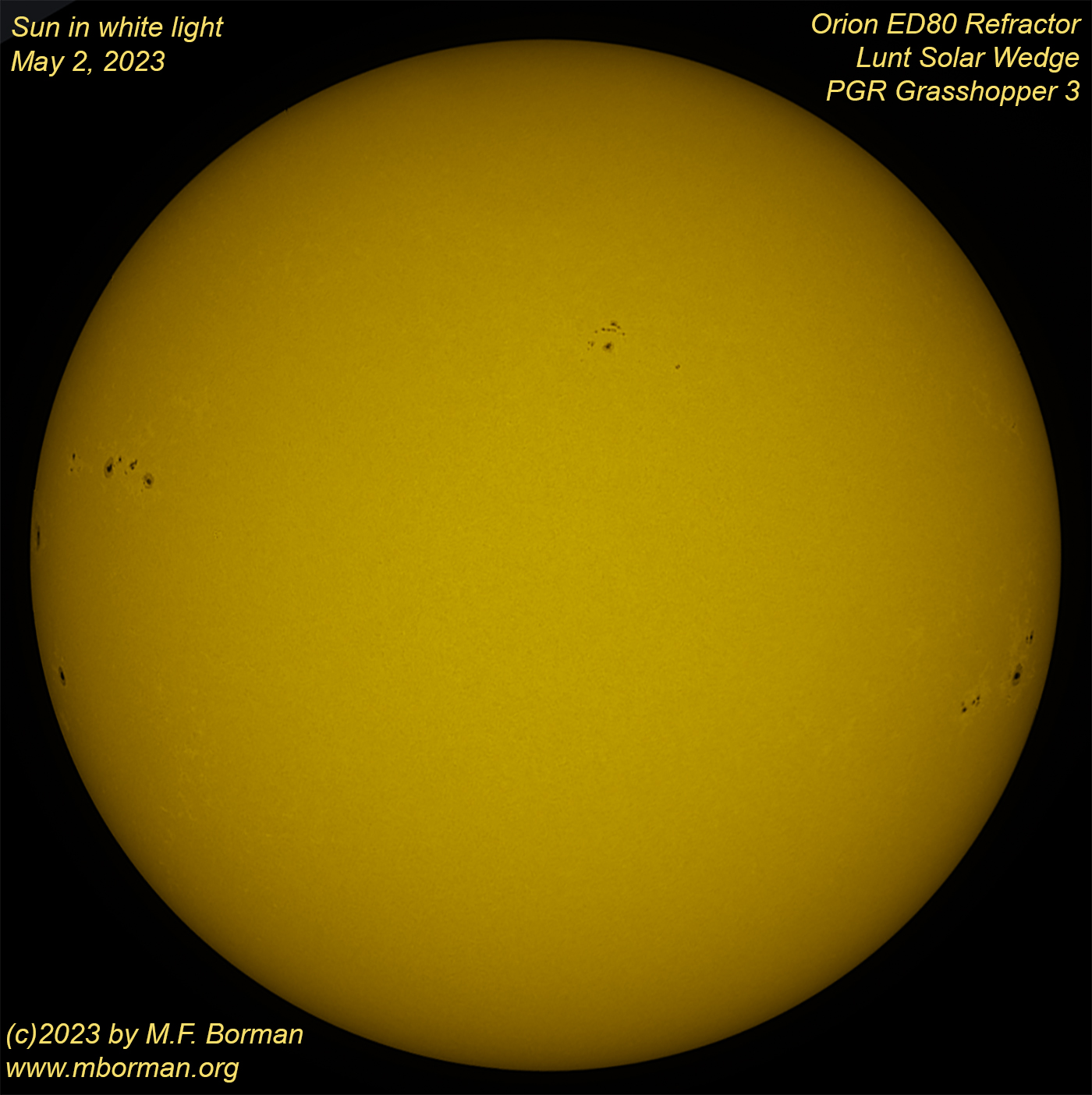 Solar disk in white light 05/02/2023