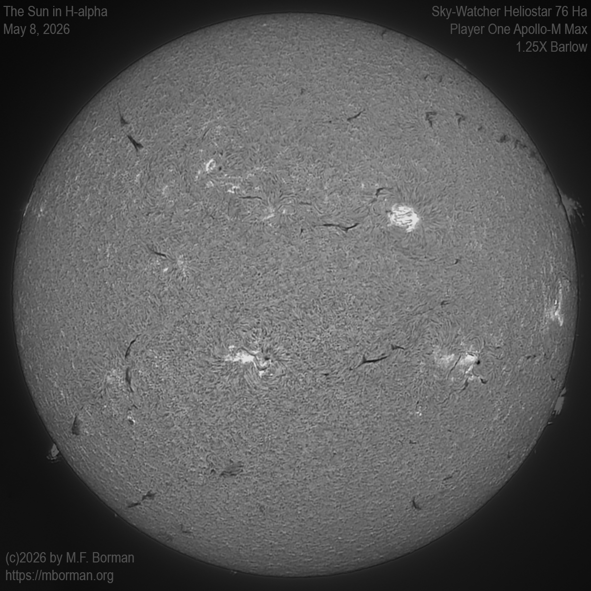 Solar image in h-alpha 05/08/26