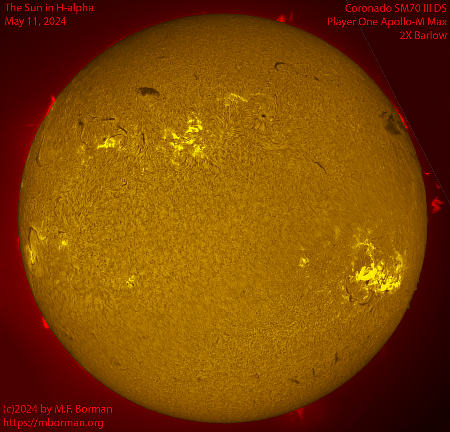 Solar image in h-alpha 05/11/24