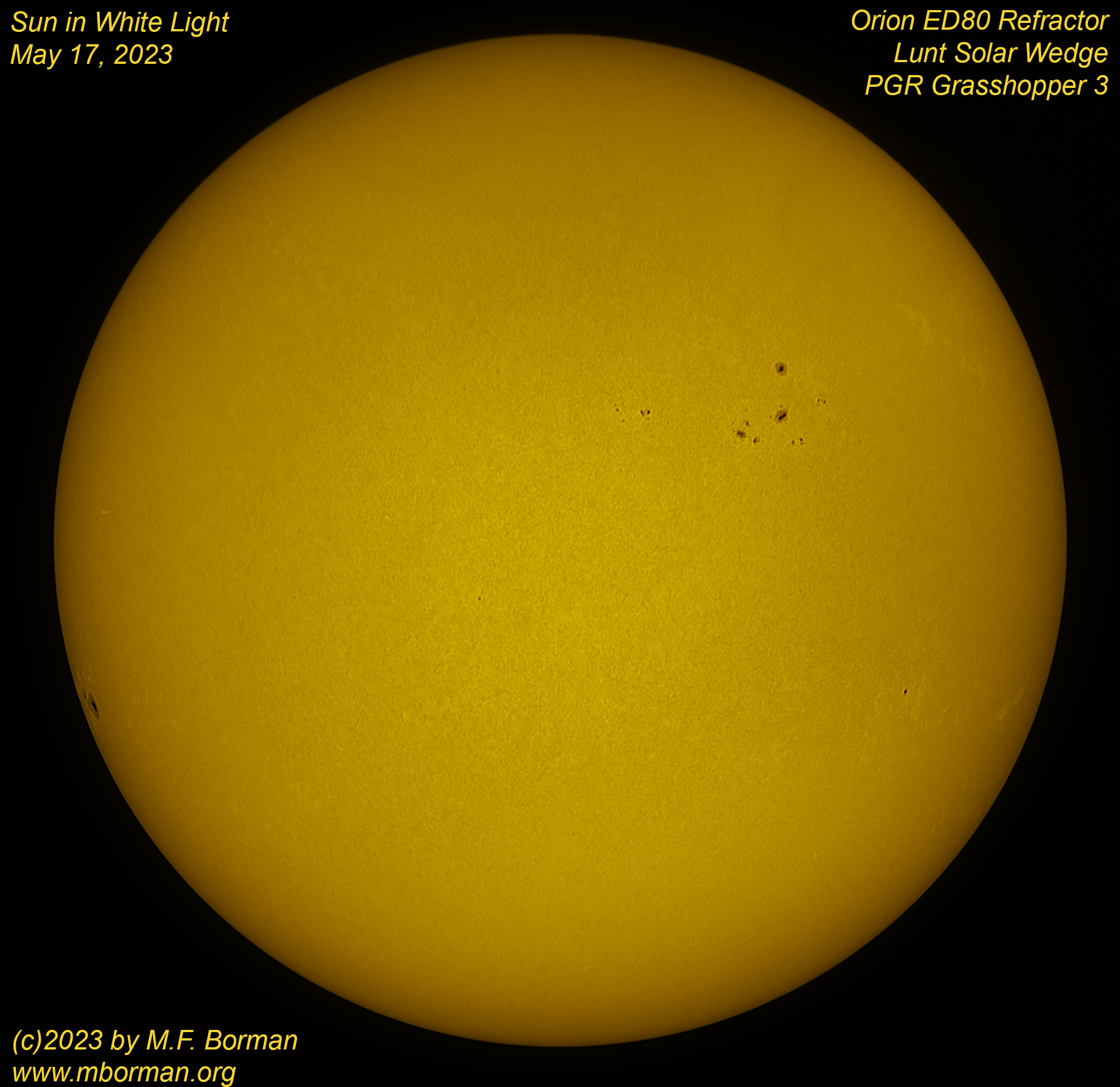Solar disk in white light 05/17/2023