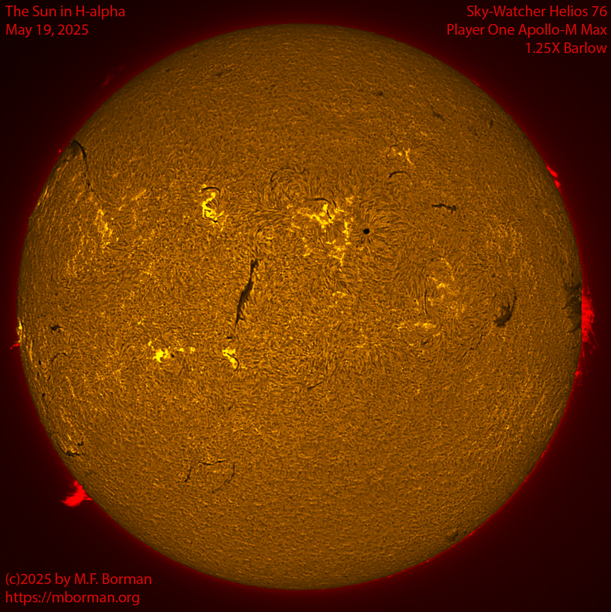 Solar image in h-alpha 05/19/25