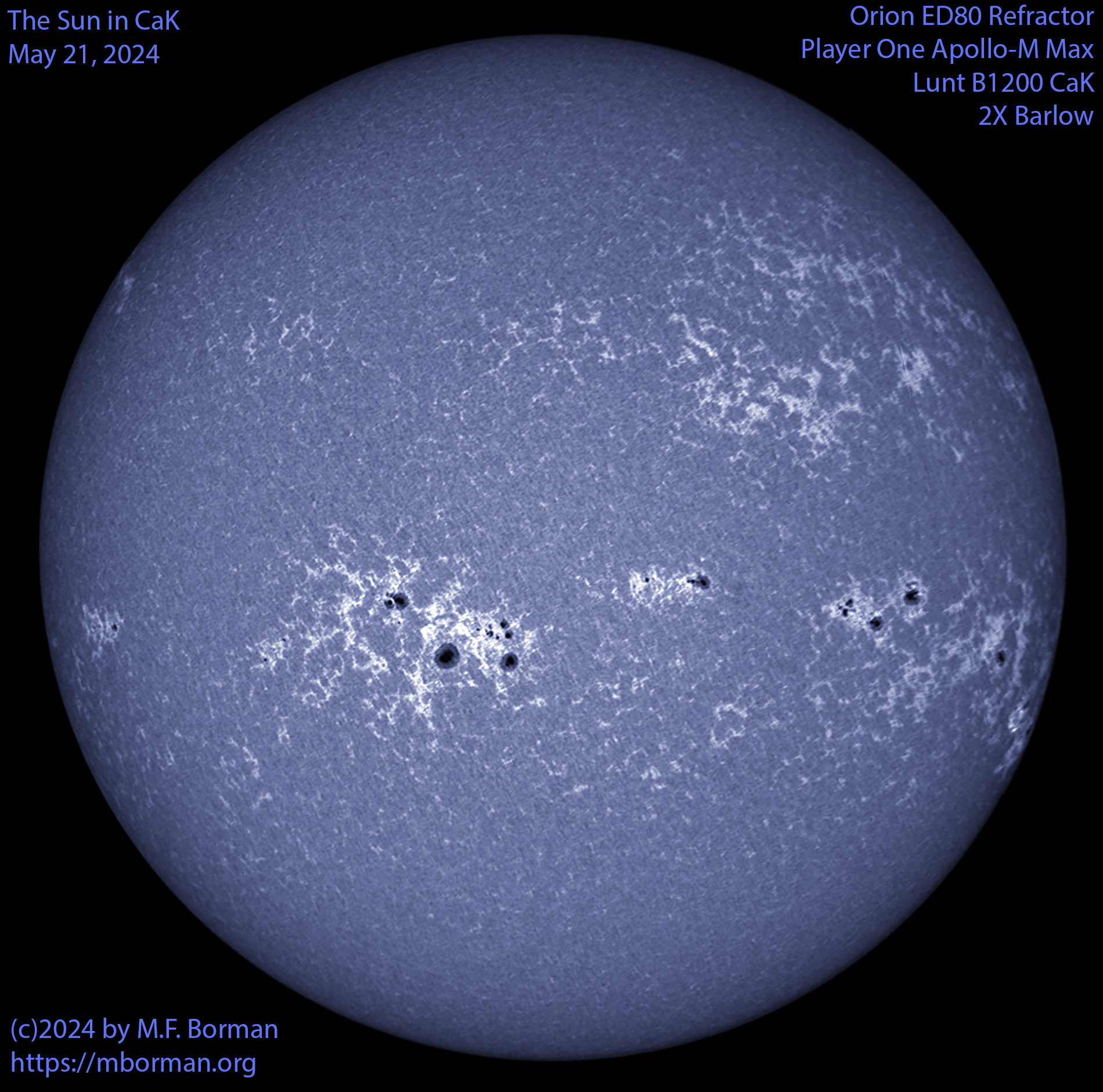 Solar image in CaK 05/21/24