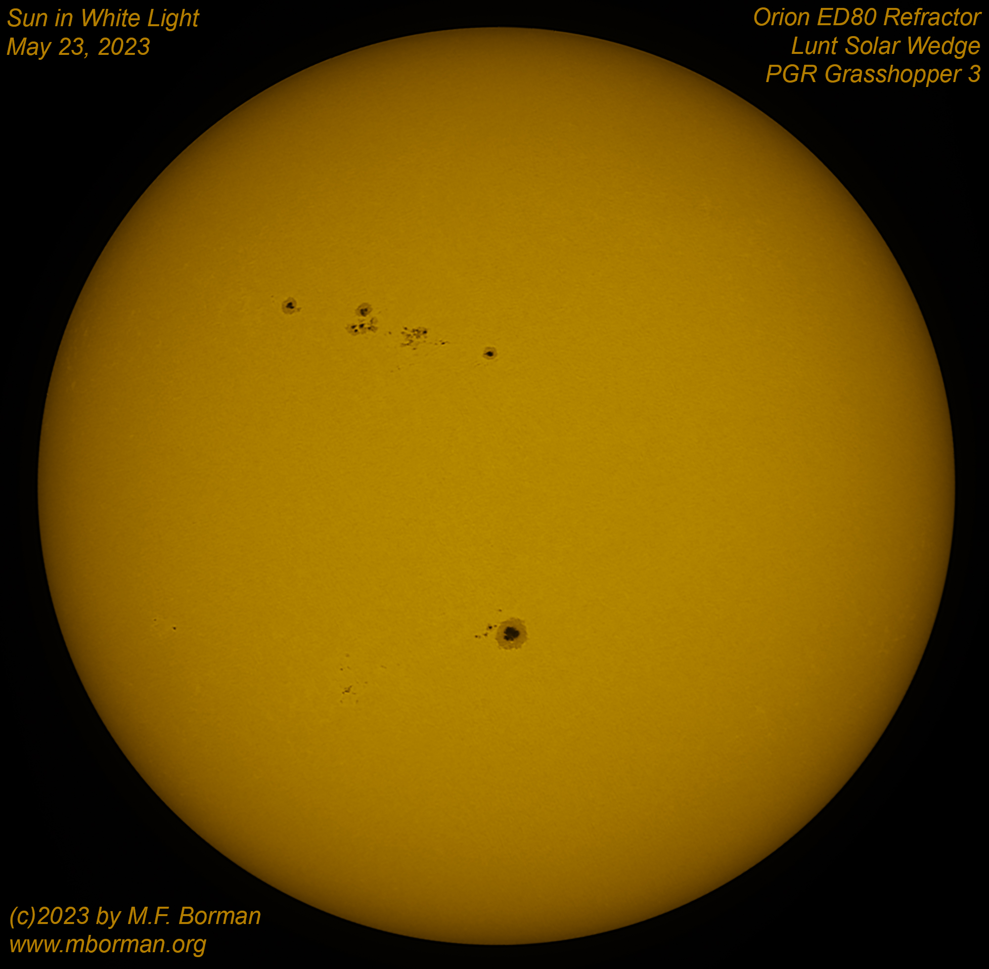 Solar disk in white light 05/23/2023