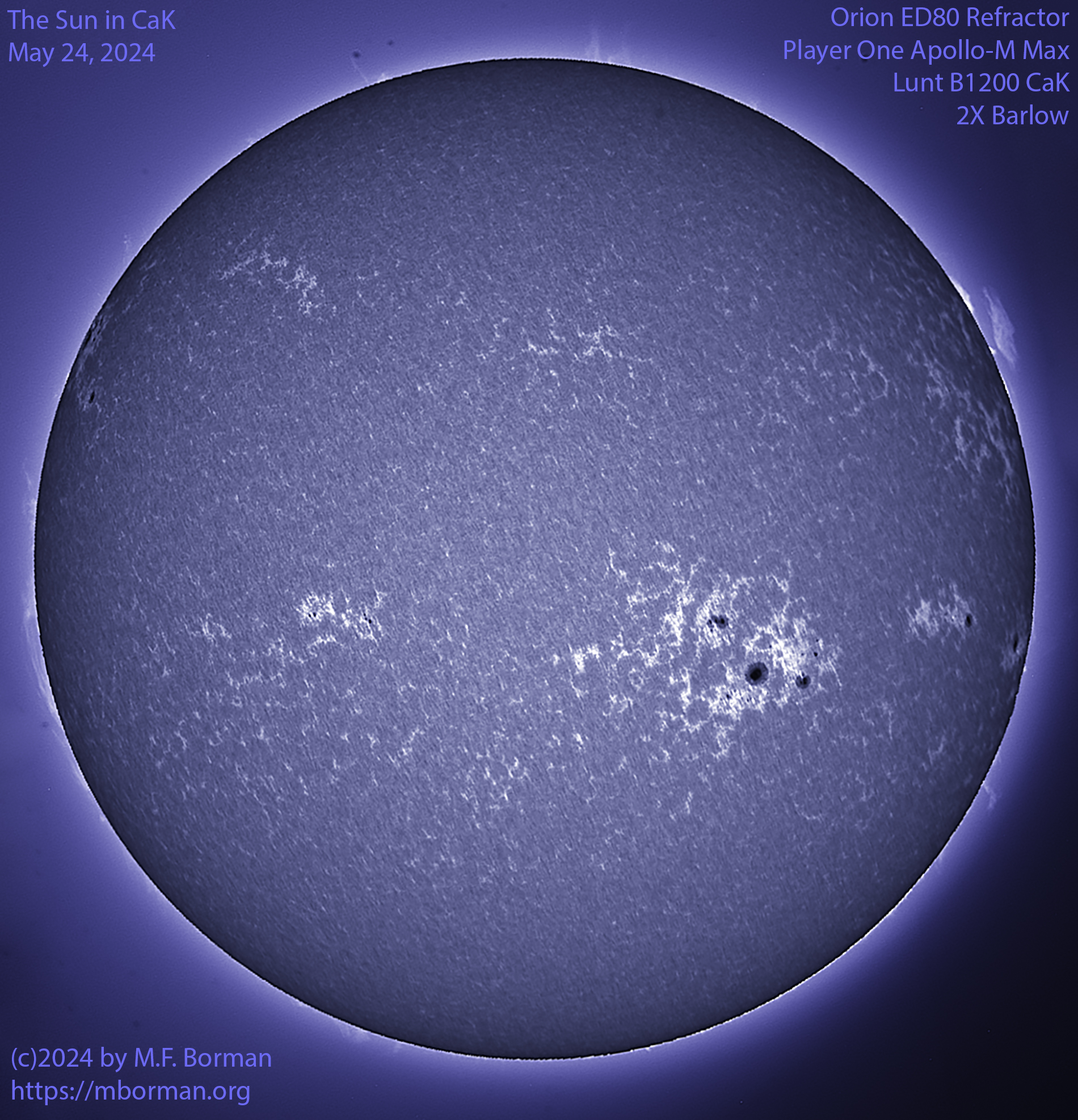 Solar image in CaK 05/24/24