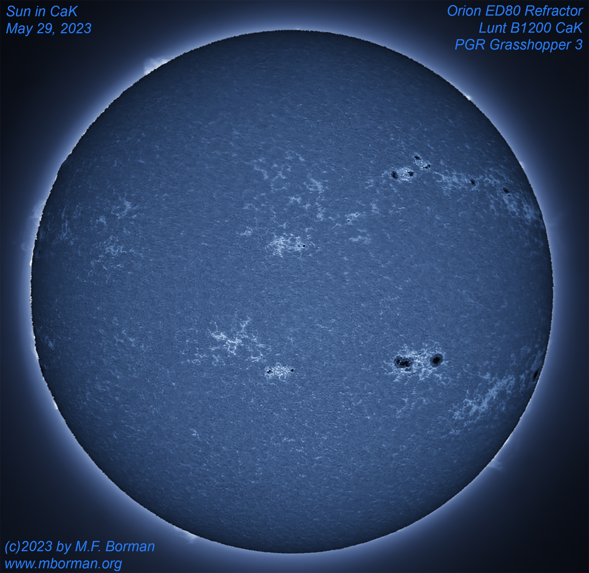 Solar disk in CaK 05/29/2023