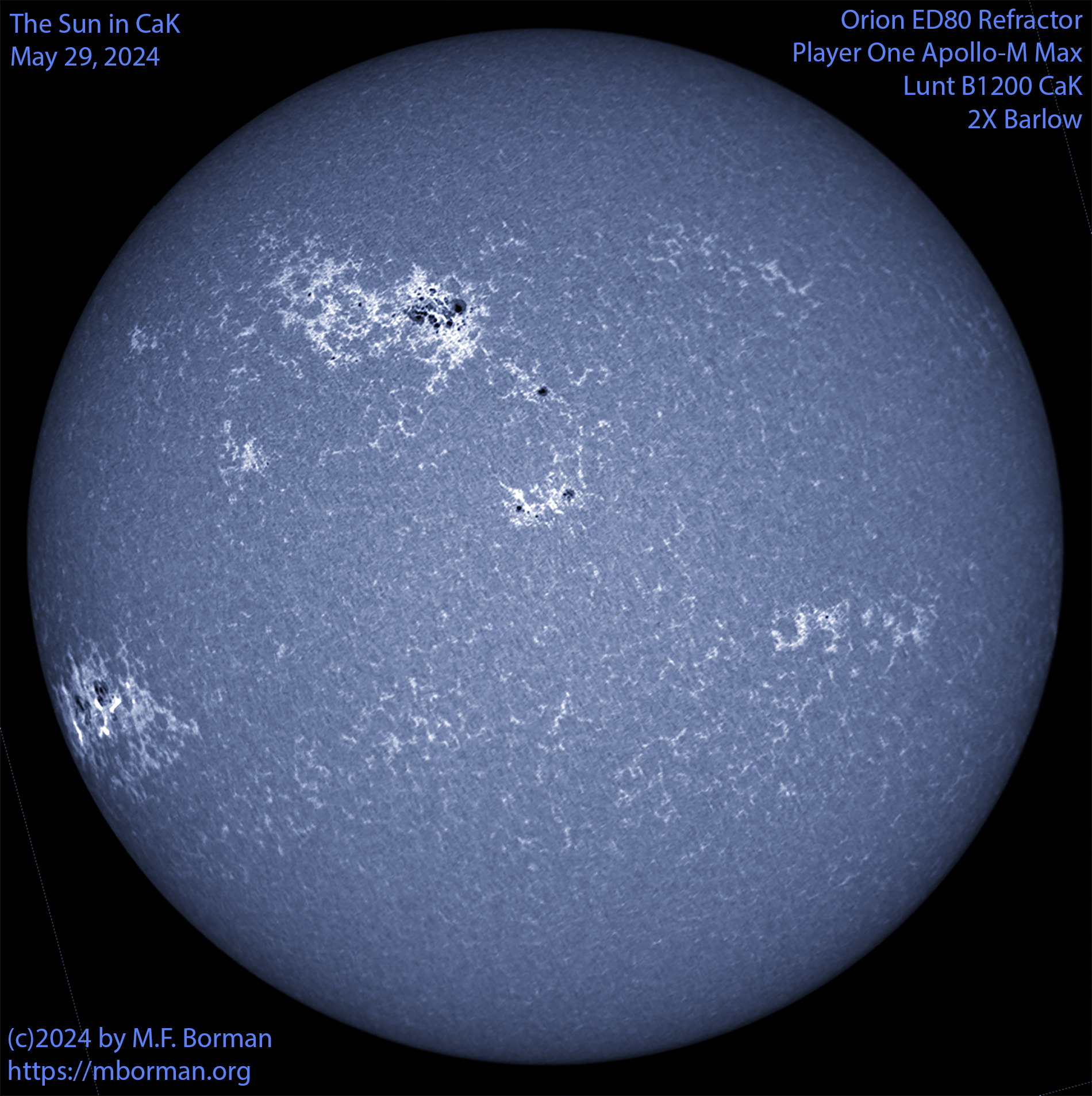 Solar image in CaK 05/29/24