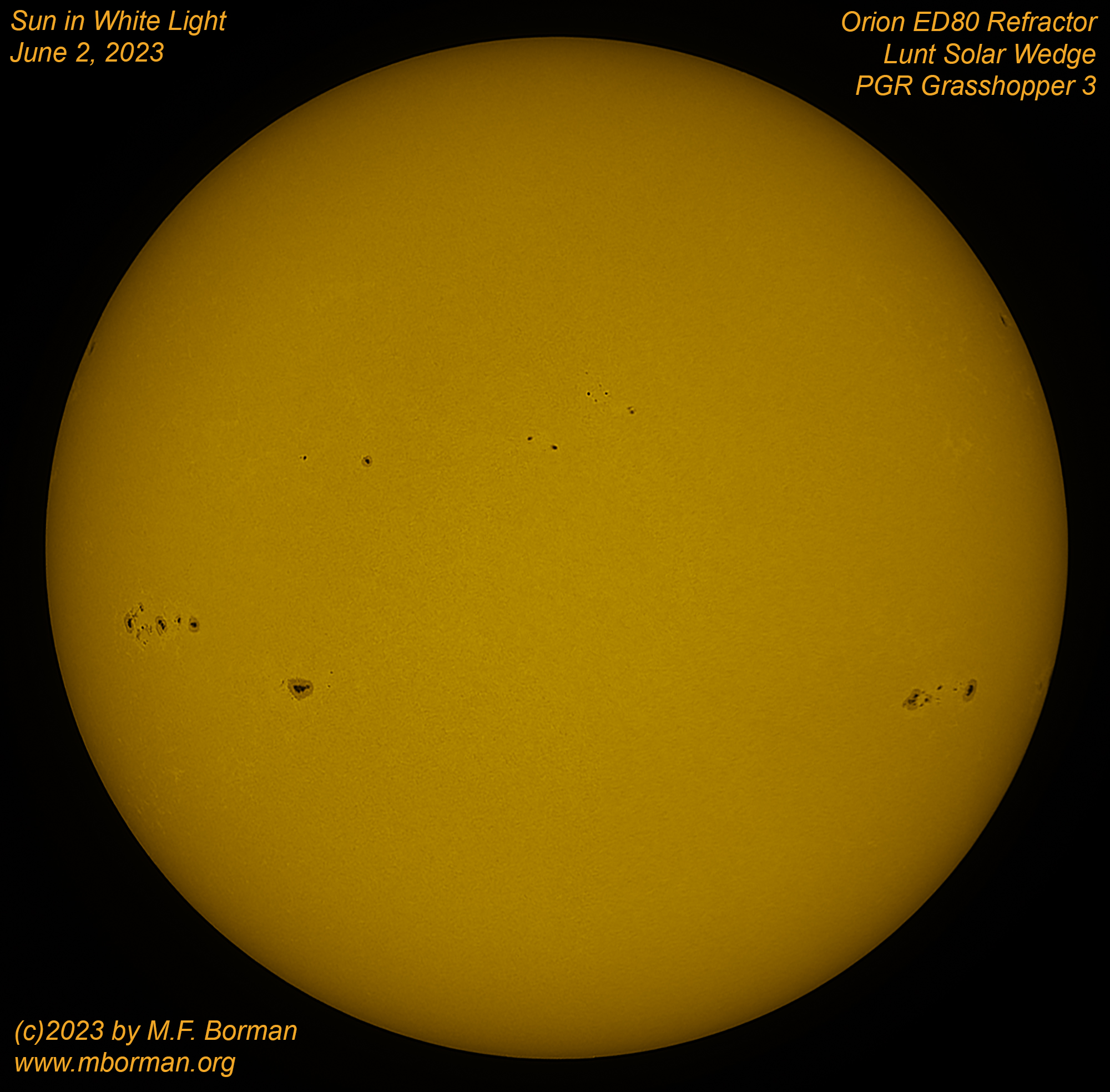 Solar disk in white light 06/02/2023