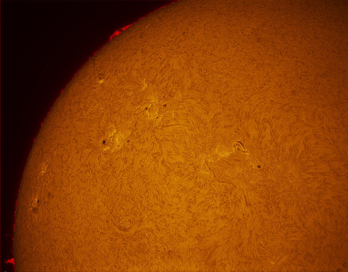 Sunspots 2360, 2361, and 2362 in h-alpha 06/06/2015