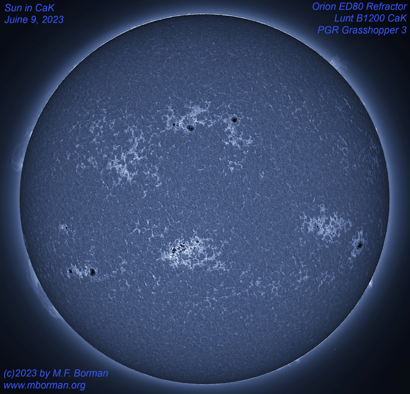 Solar disk in CaK 06/09/2023