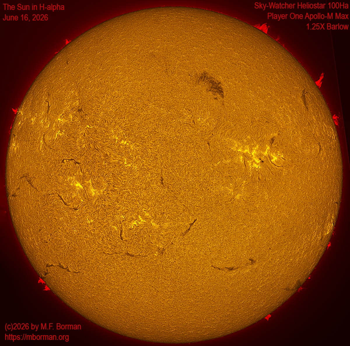 Solar image in h-alpha with solar flare 06/16/26