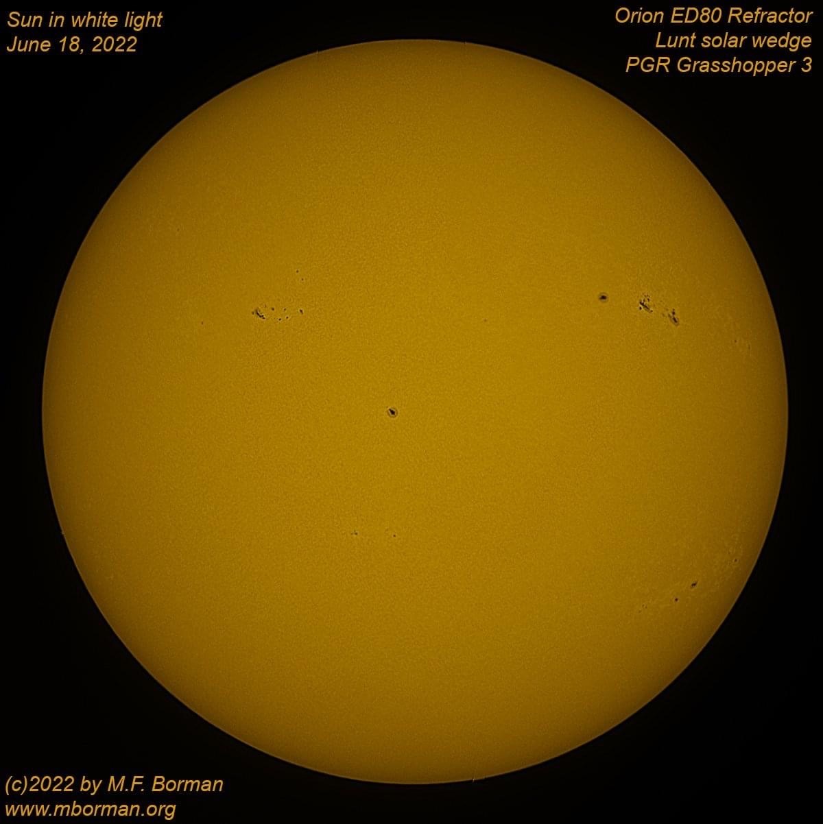 Solar disk in white light 06/18/2022