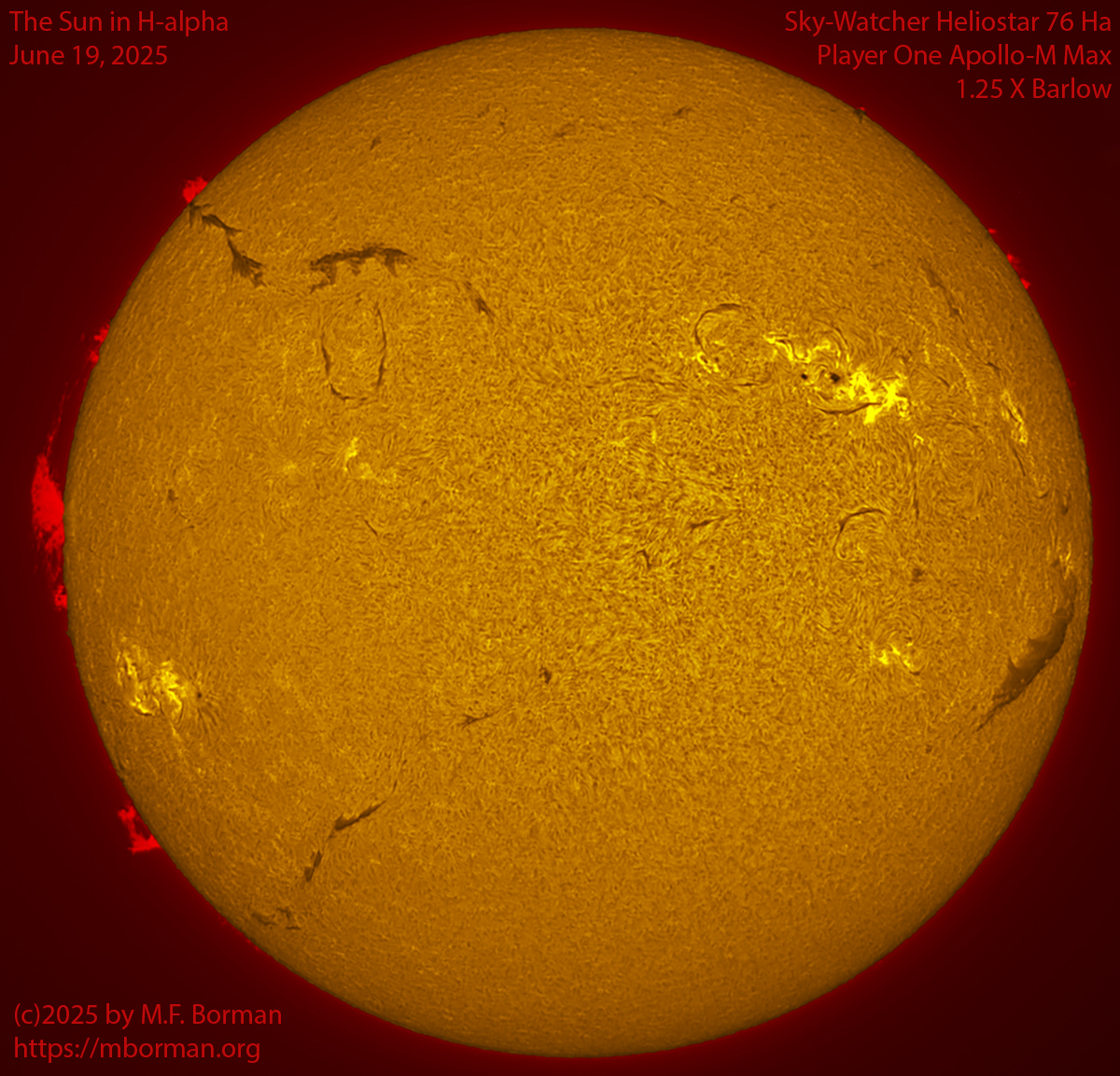 Solar image in h-alpha 06/19/25