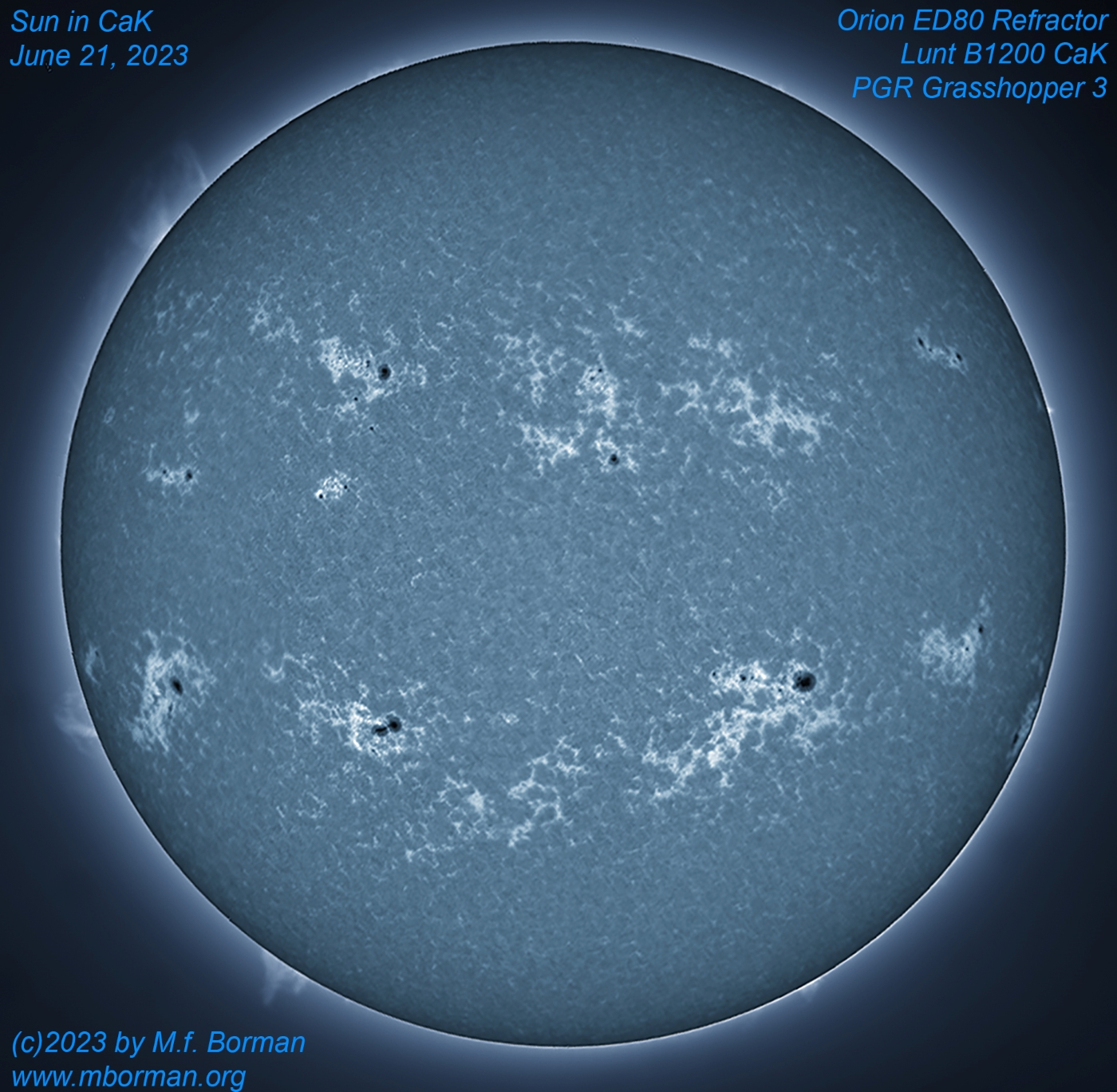 Solar disk in CaK 06/21/2023