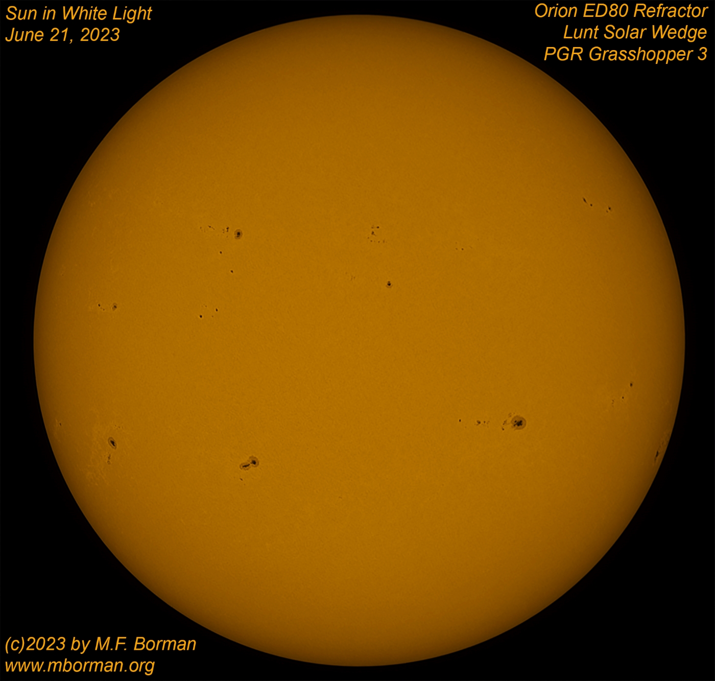 Solar disk in white light 06/21/2023