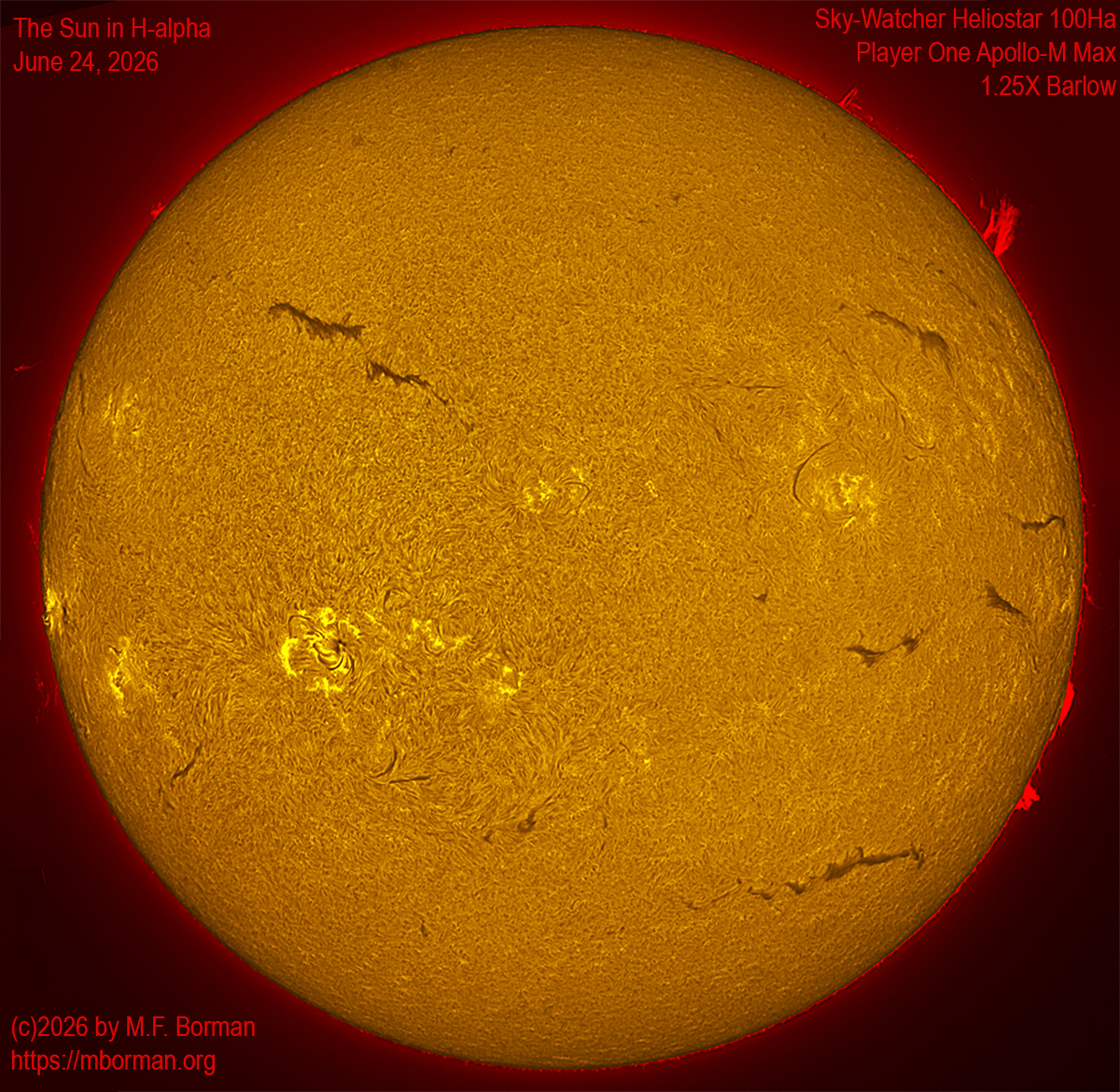 Solar image in h-alpha 06/24/26