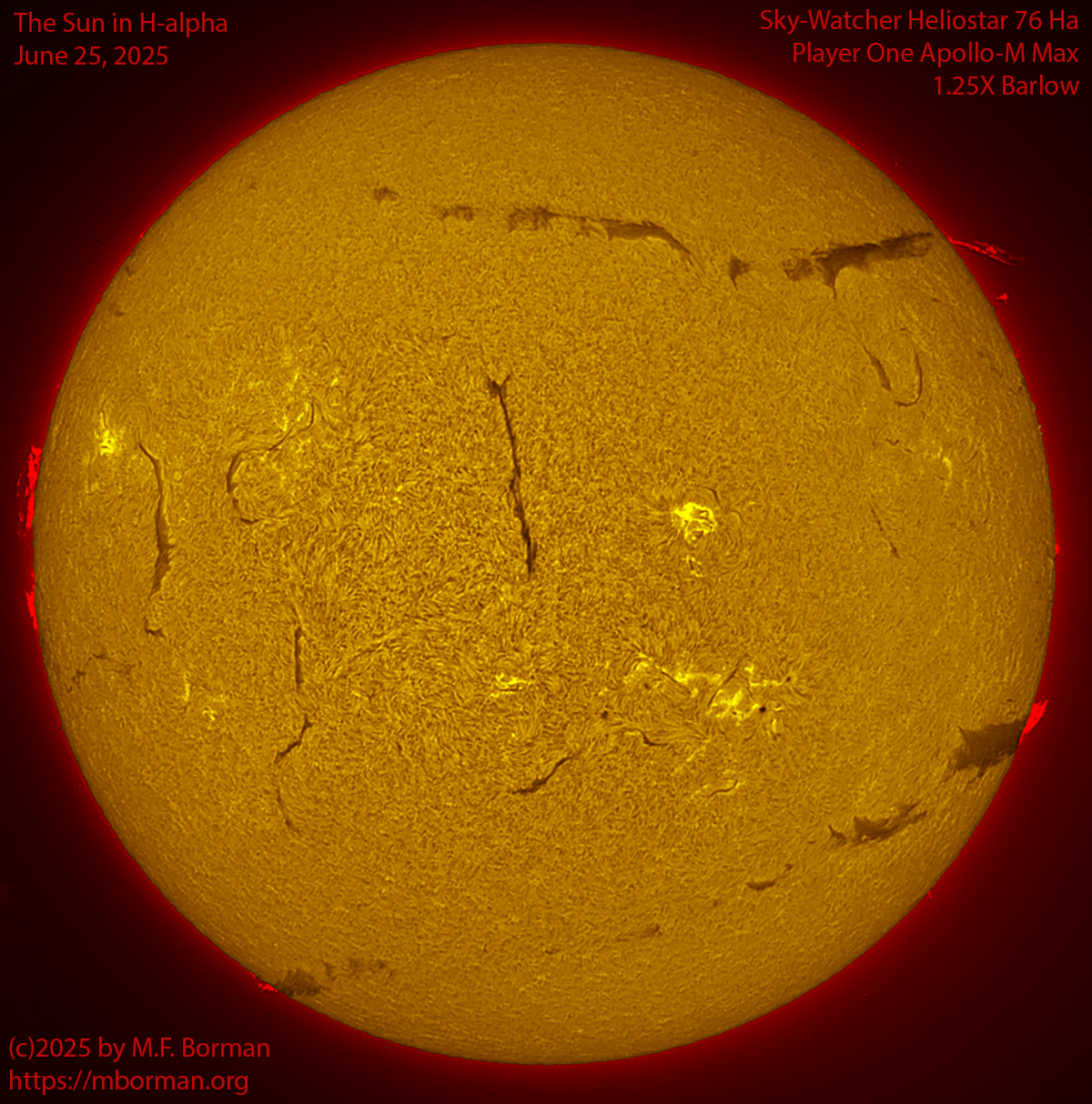 Solar image in h-alpha 06/25/25