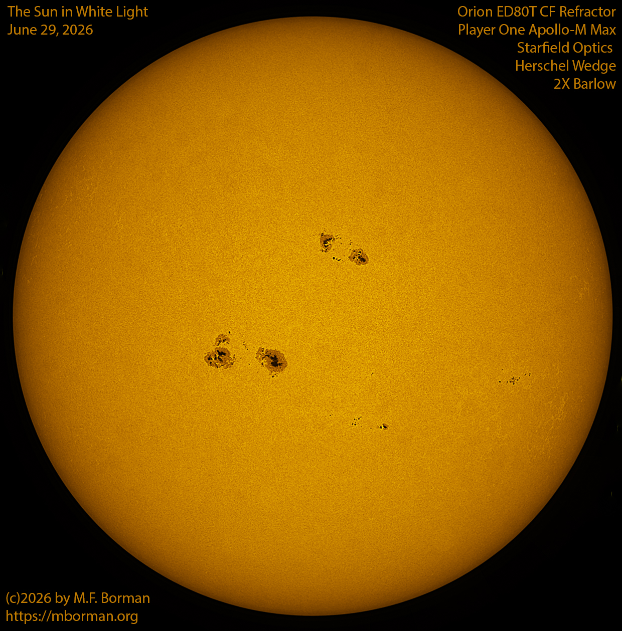 Solar image in white light 06/29/26