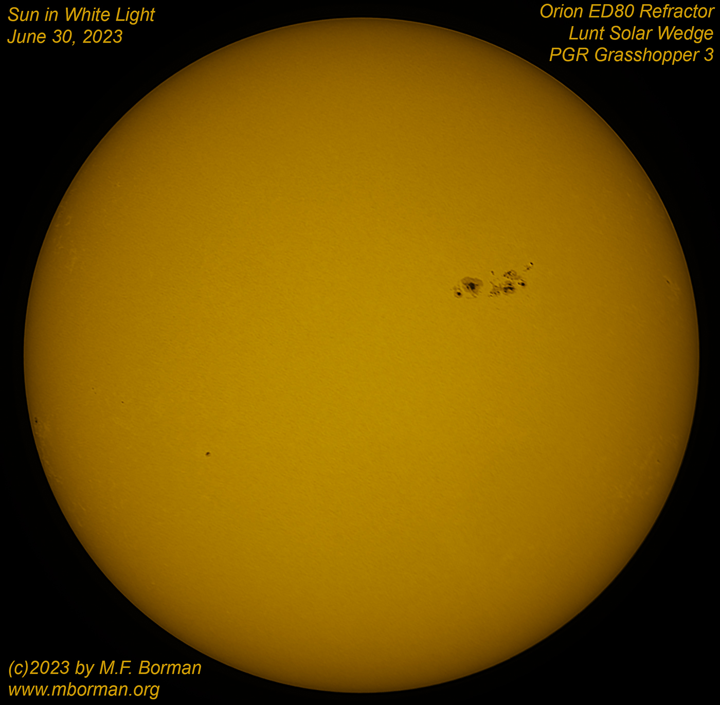 Solar disk in white light 06/30/2023