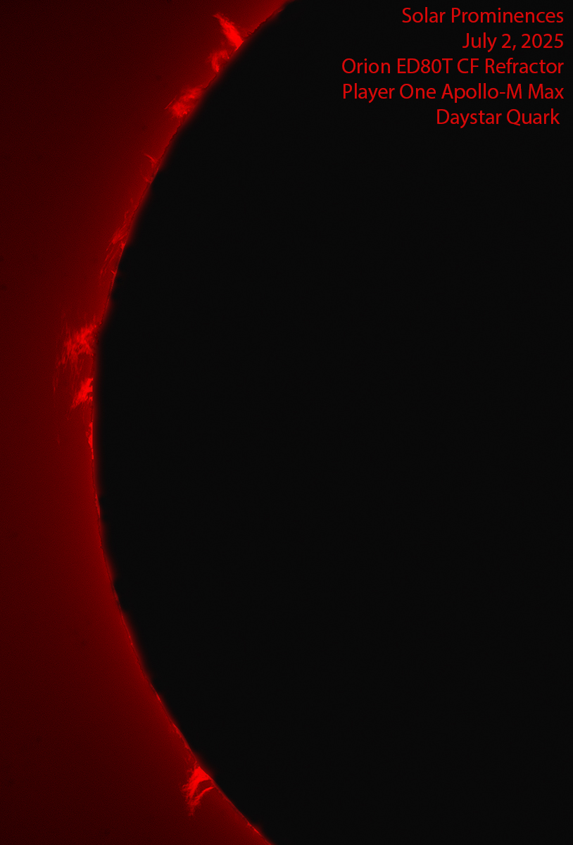 Solar prominence in h-alpha 07/02/25