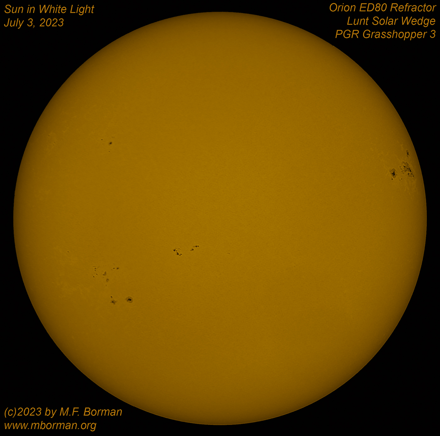 Solar disk in white light 07/03/2023