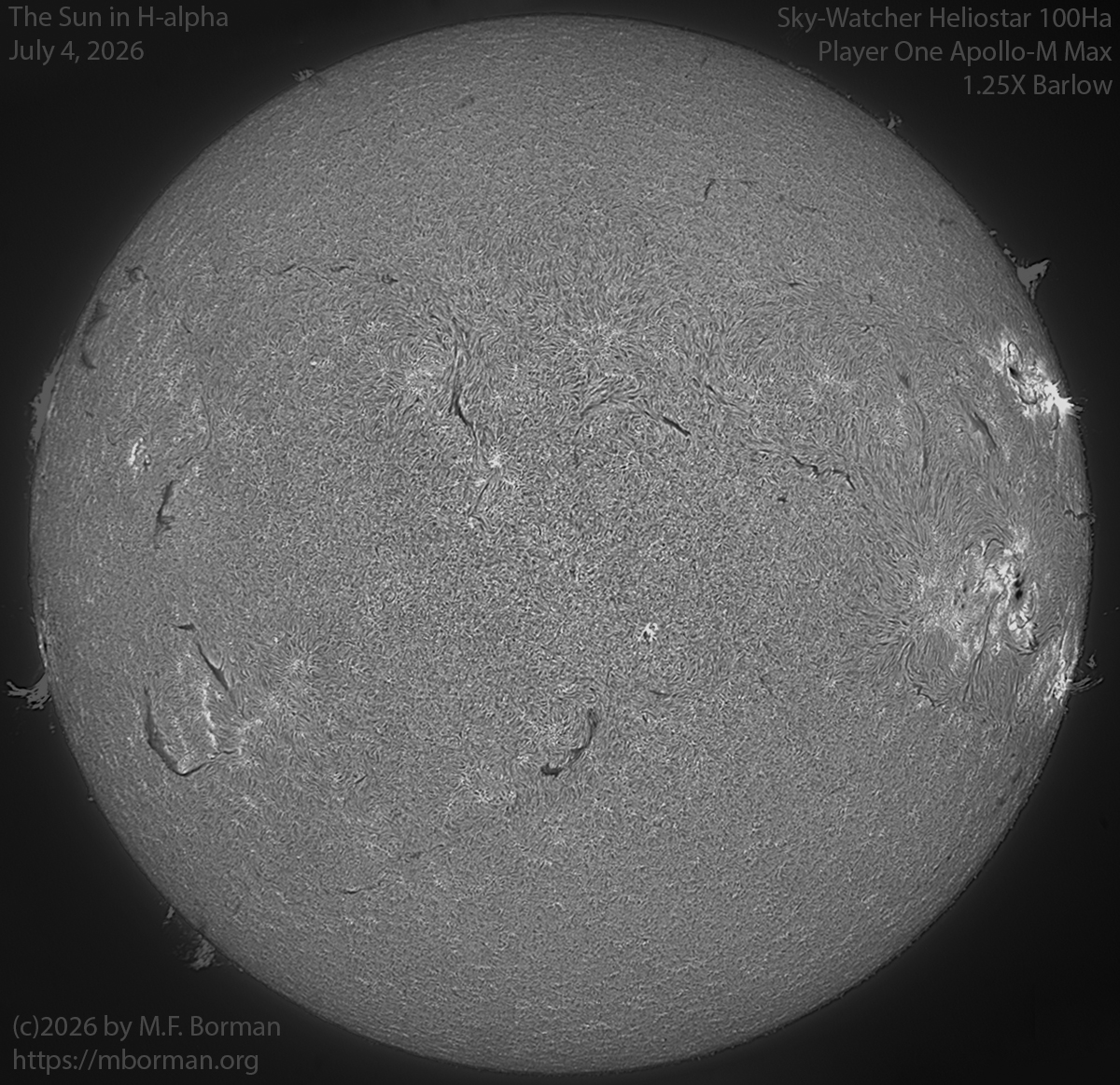 Solar image in h-alpha 07/04/26