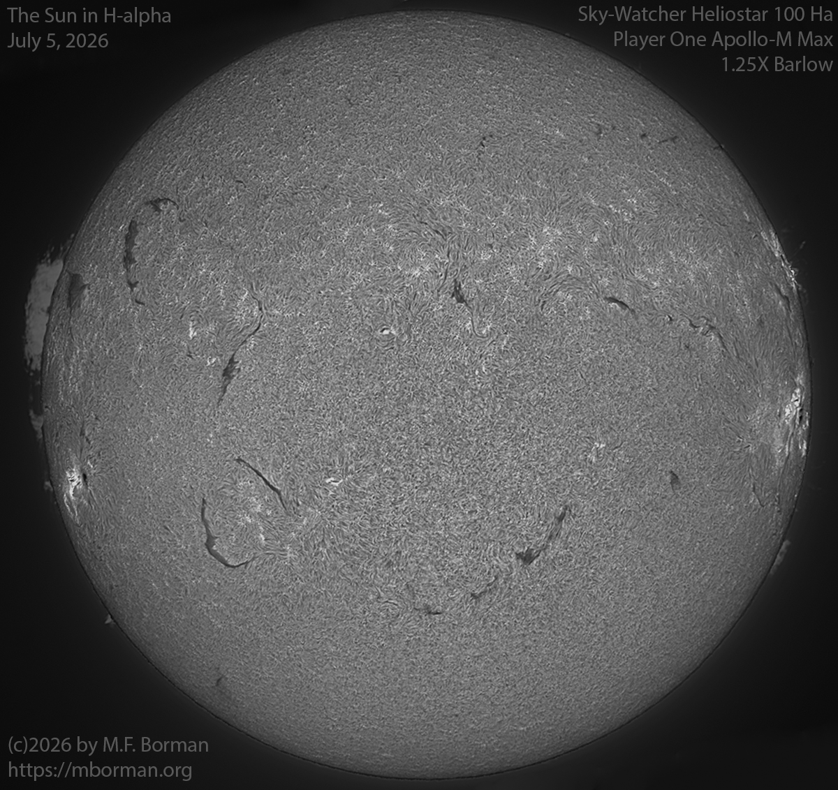 Solar image in h-alpha 07/05/26