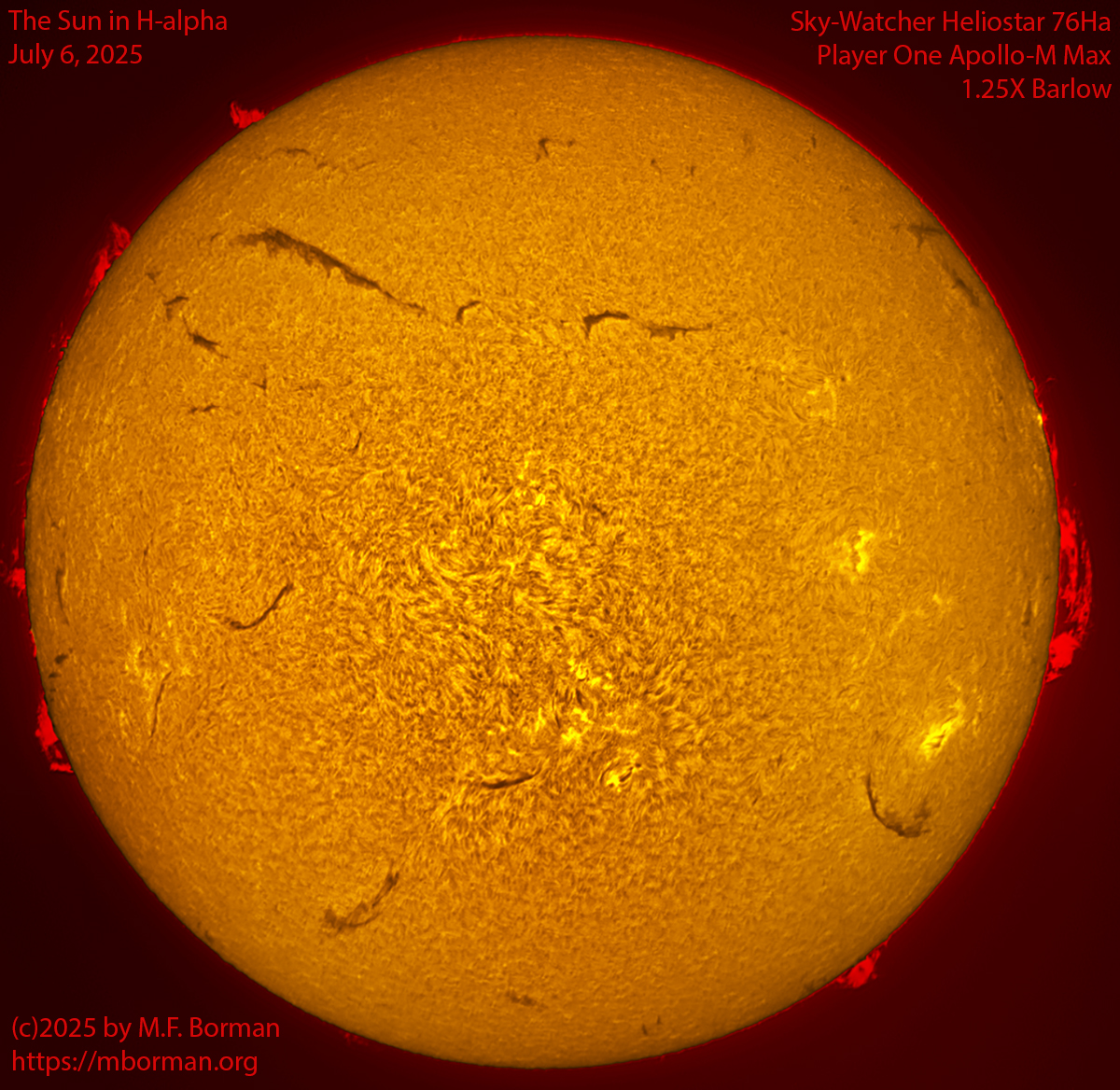 Solar image in h-alpha 07/06/25