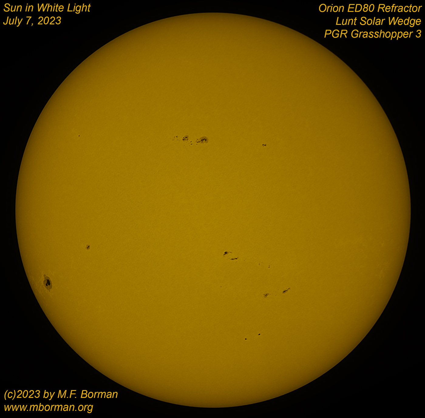 Solar disk in white light 07/07/2023