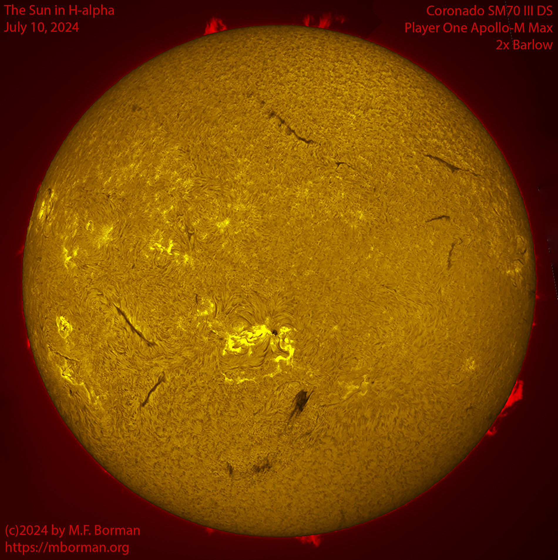 Solar image in h-alpha 07/10/24