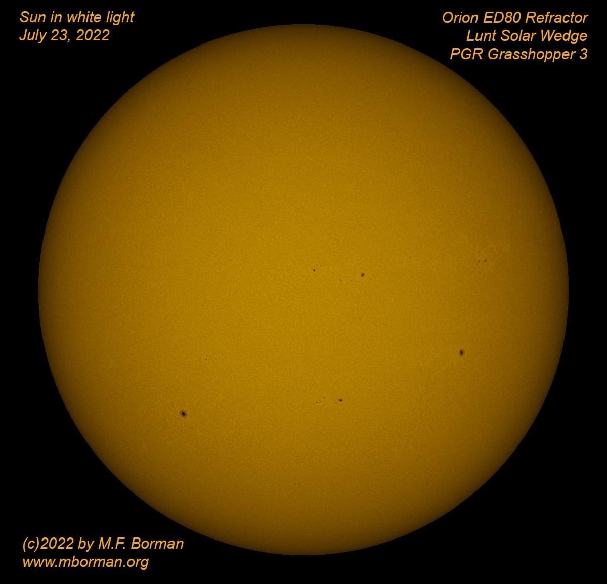 Solar disk in white light 07/23/2022