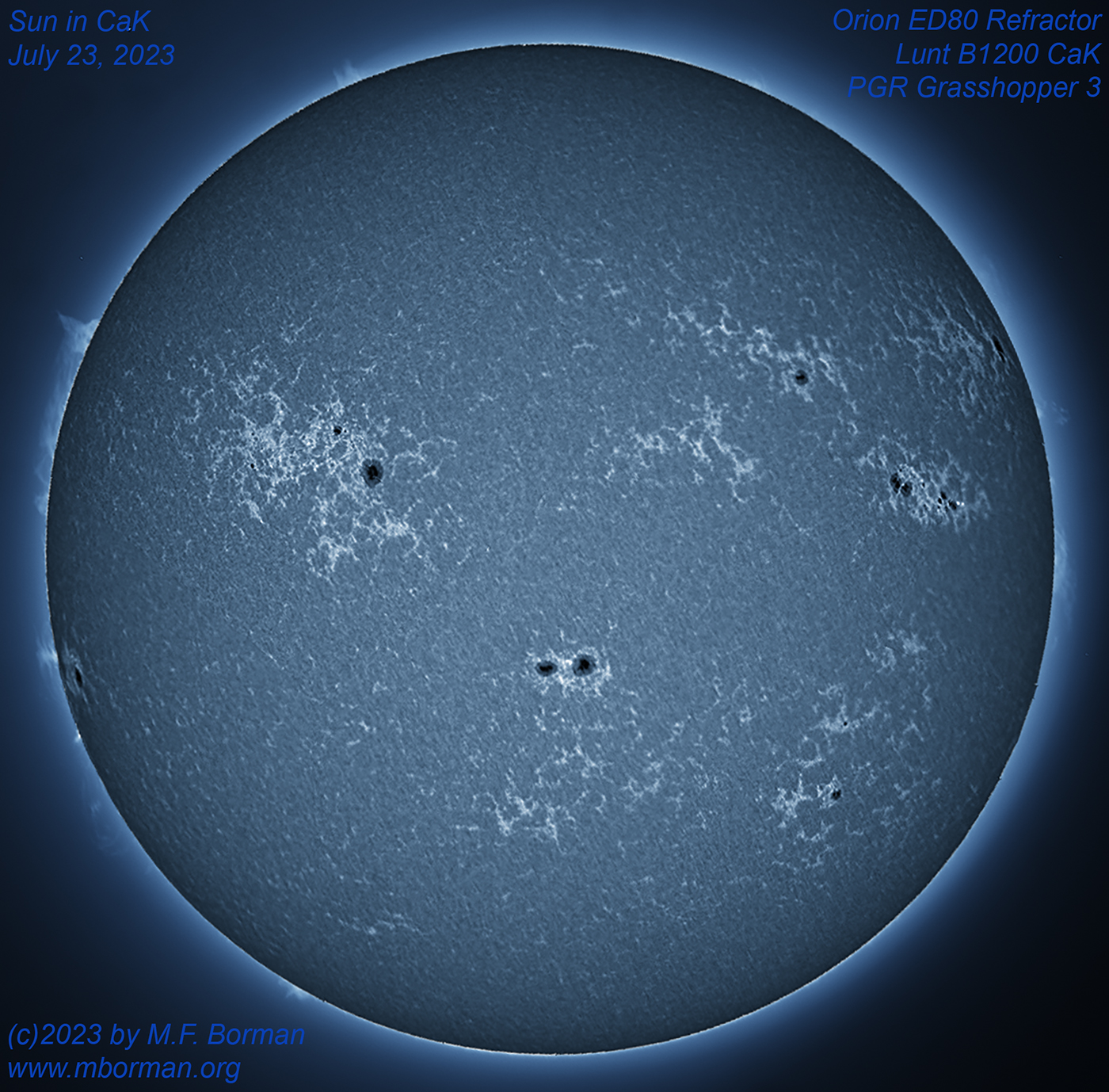Solar disk in CaK 07/23/2023
