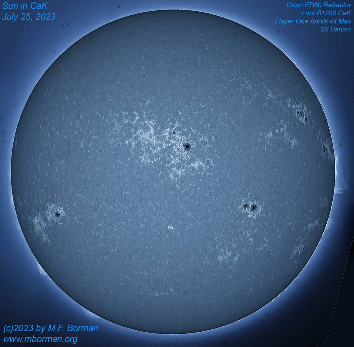 Solar disk in CaK 07/25/2023