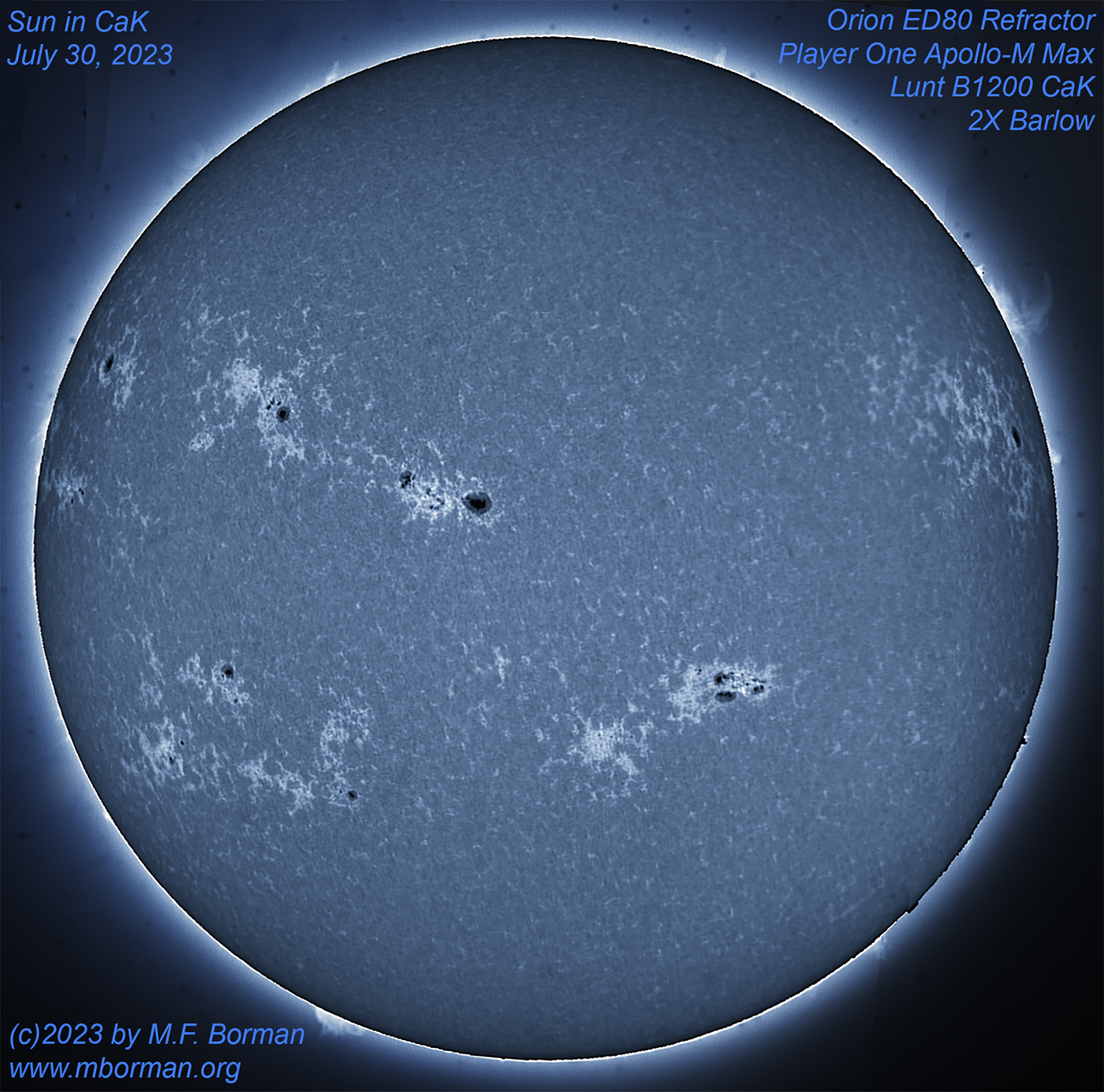 Solar disk in CaK 07/30/2023