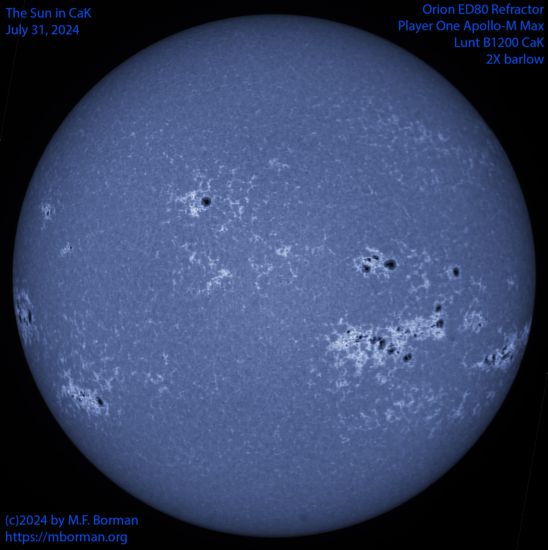 Solar image in CaK 07/31/24
