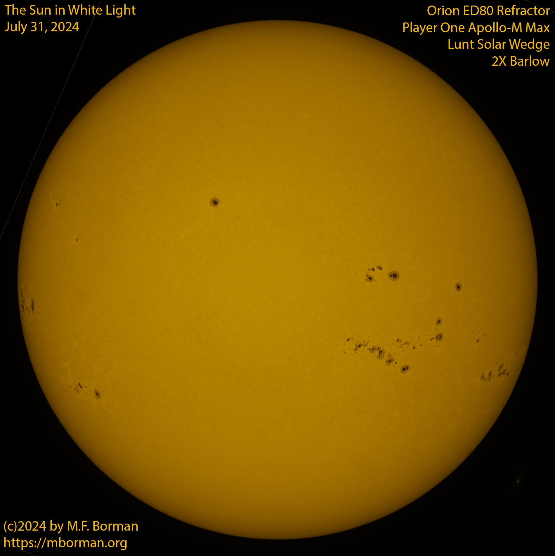 Solar image in white light 07/31/24