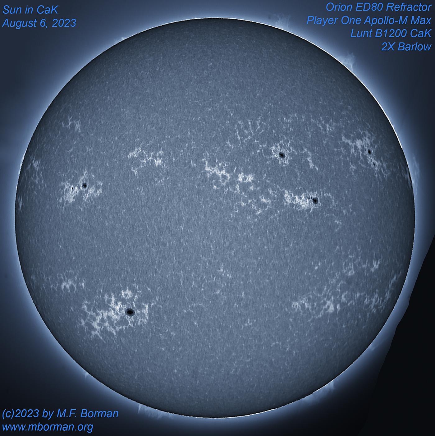 Solar disk in CaK 08/06/2023