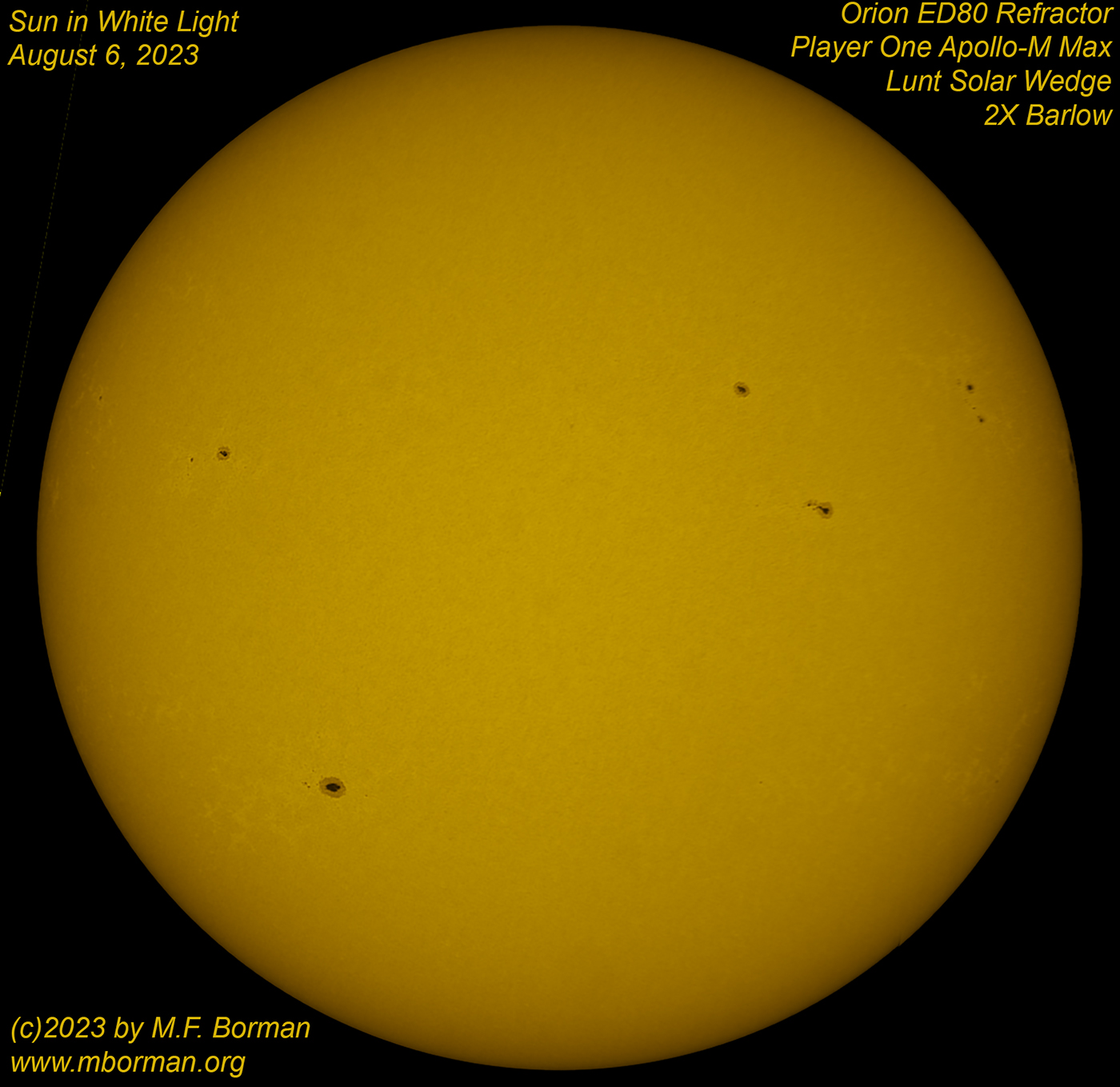 Solar disk in white light 08/06/2023